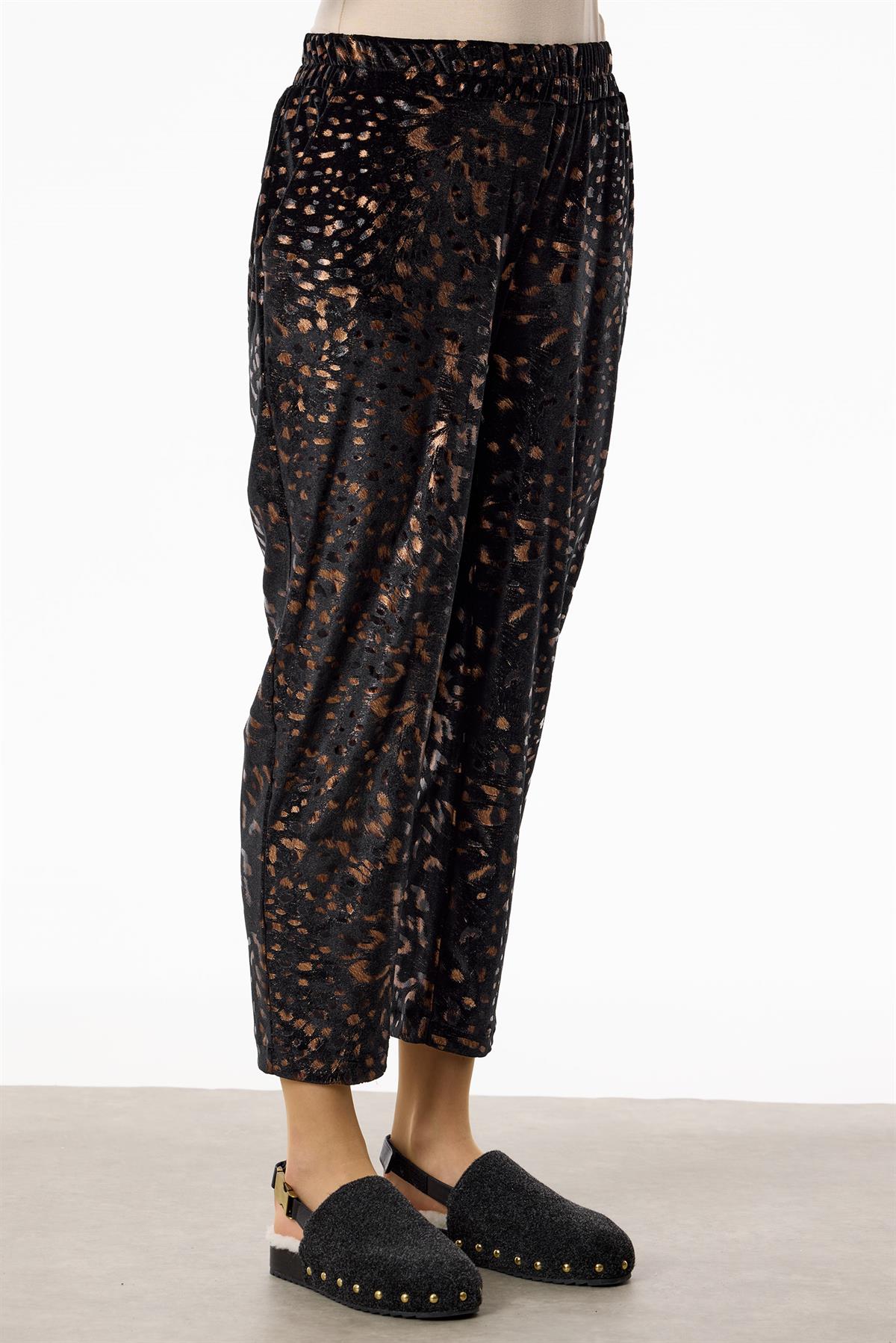 Ribana Detaylı Leopar Desenli Takım SİYAH