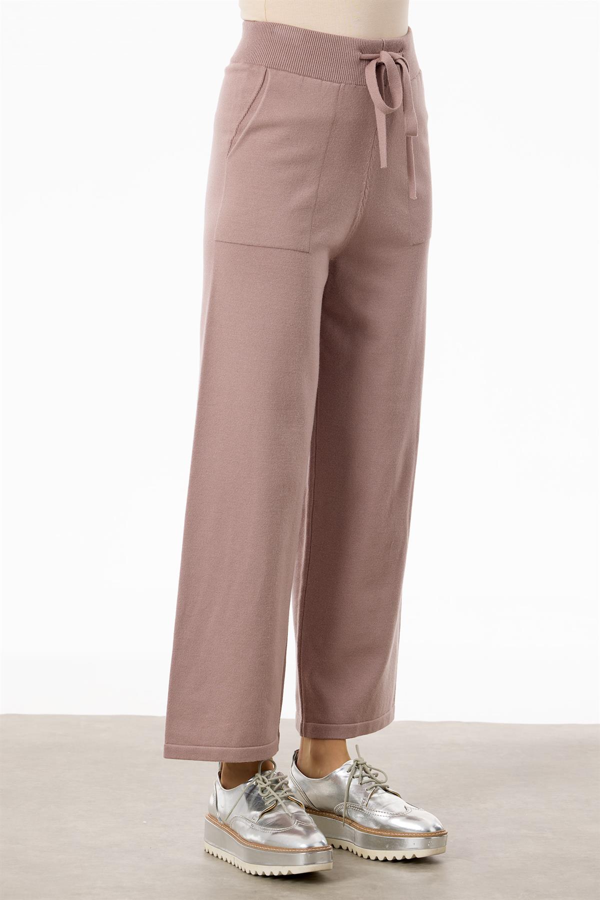 Şerit Payet Detaylı Pantolonlu Triko takım HAKİ