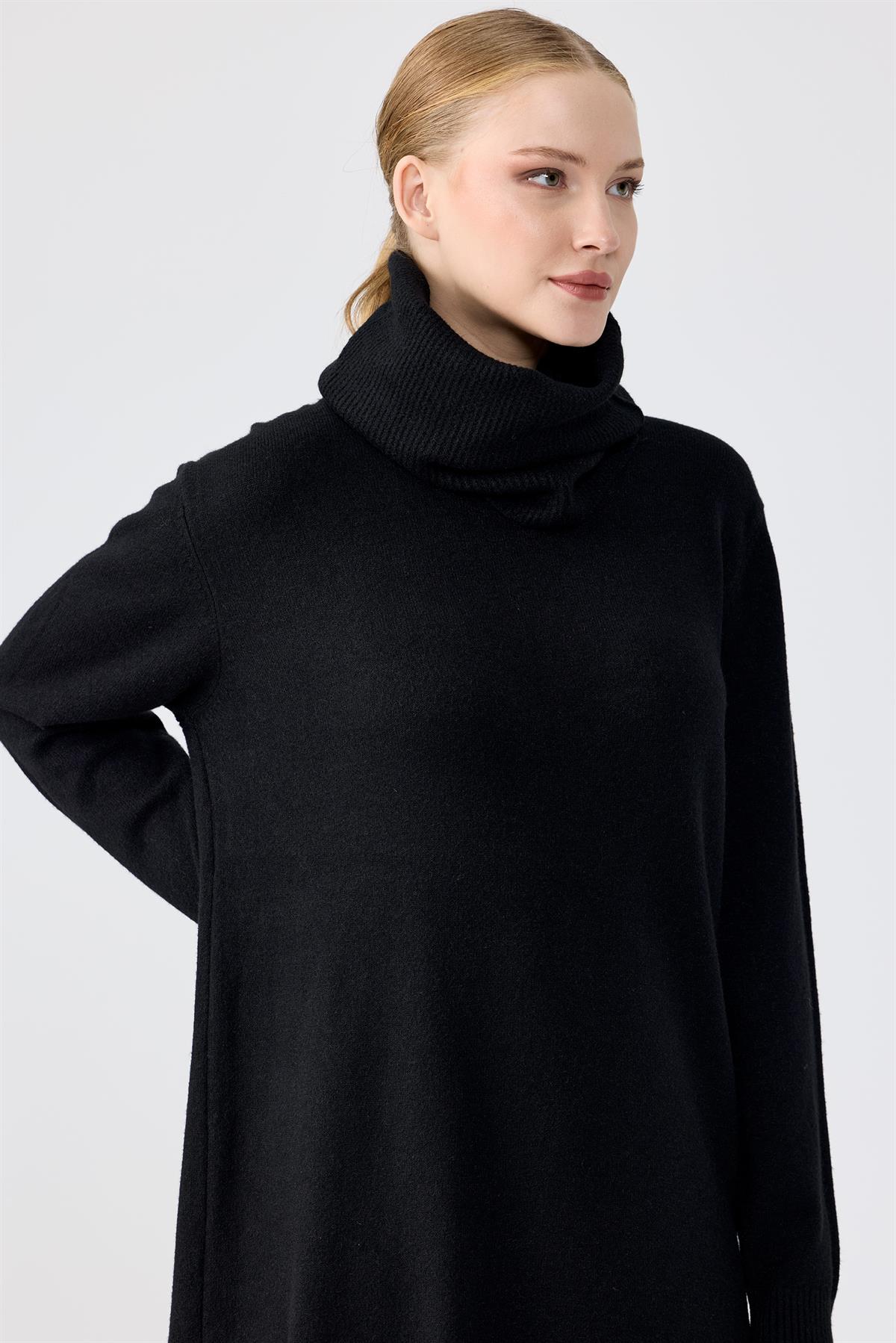 Seyyar Balıkcı Yaka Püsküllü Pantolonlu Triko Takım SİYAH