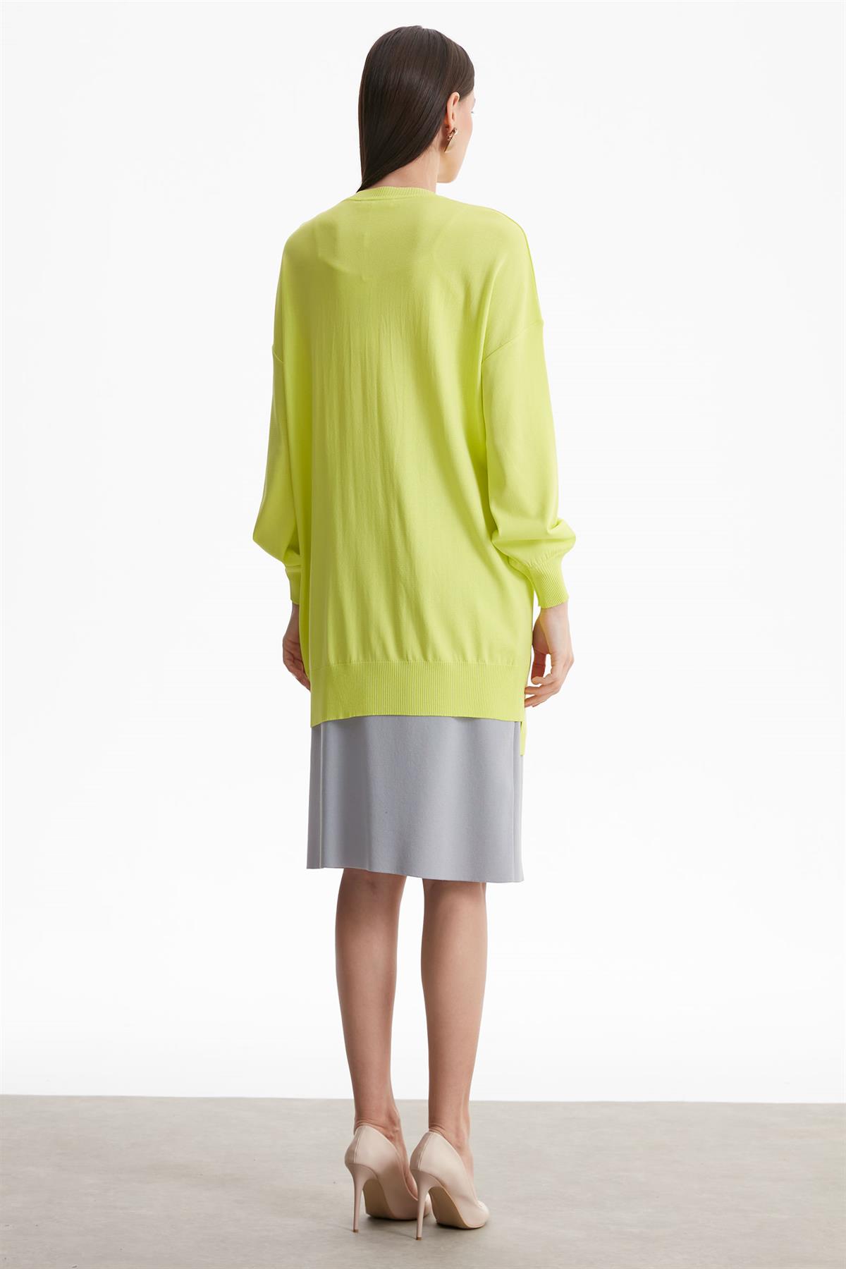 SIFIR YAKA KRUVAZE RAYON TUNİK LİME