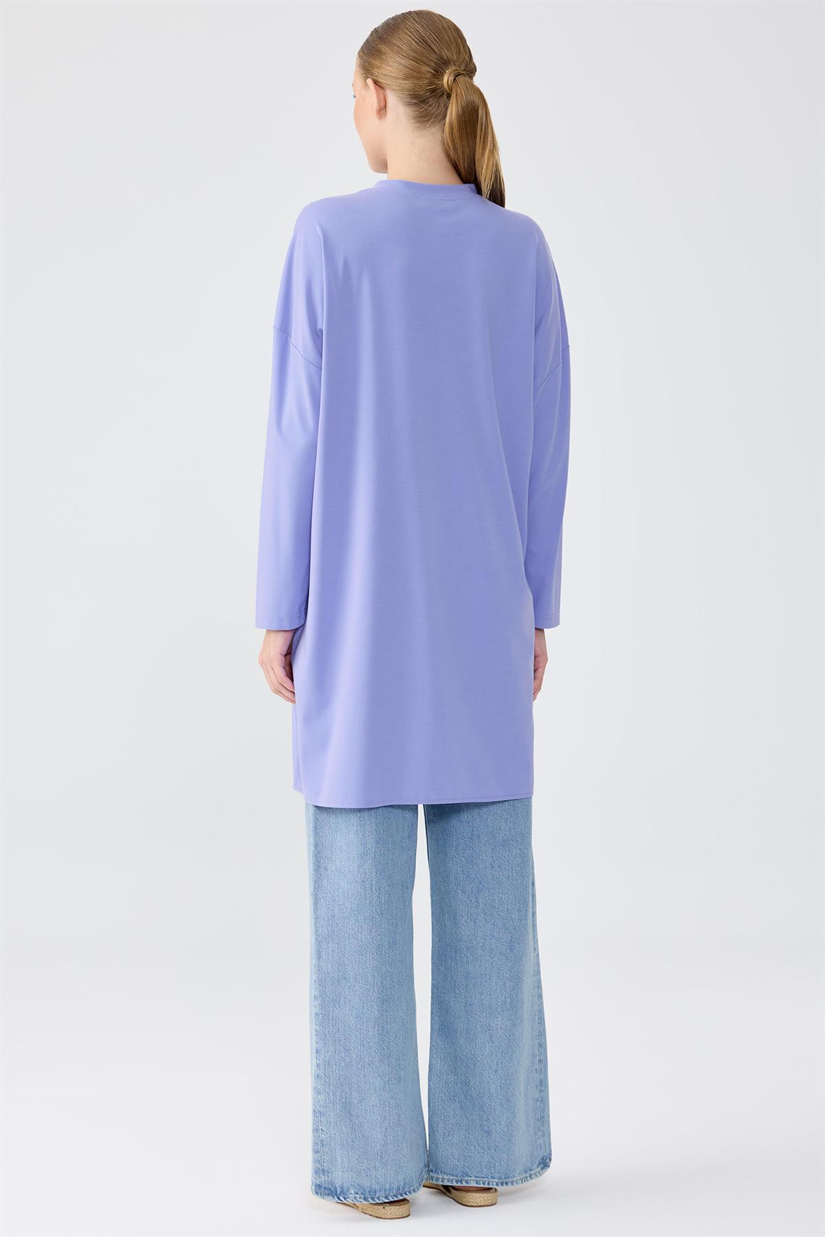 Sıfır Yaka Taş İşlemeli Tunik MAVİ