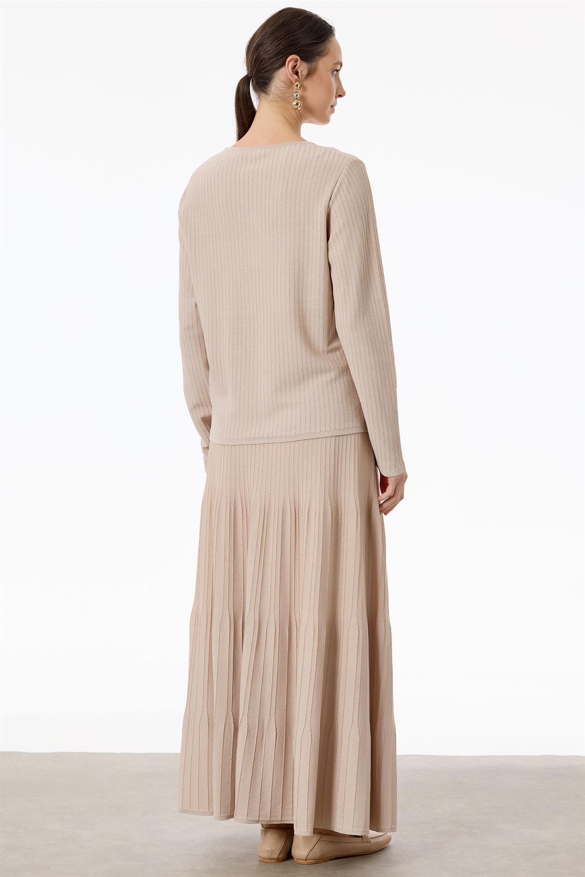 Simli Etekli Rayon Takım BEJ