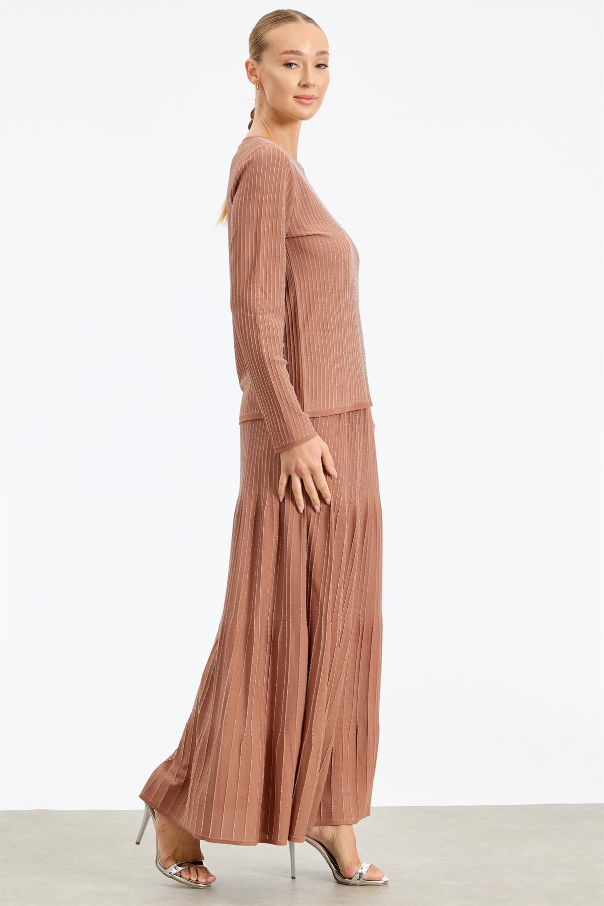 Simli Etekli Rayon Takım KAKAO