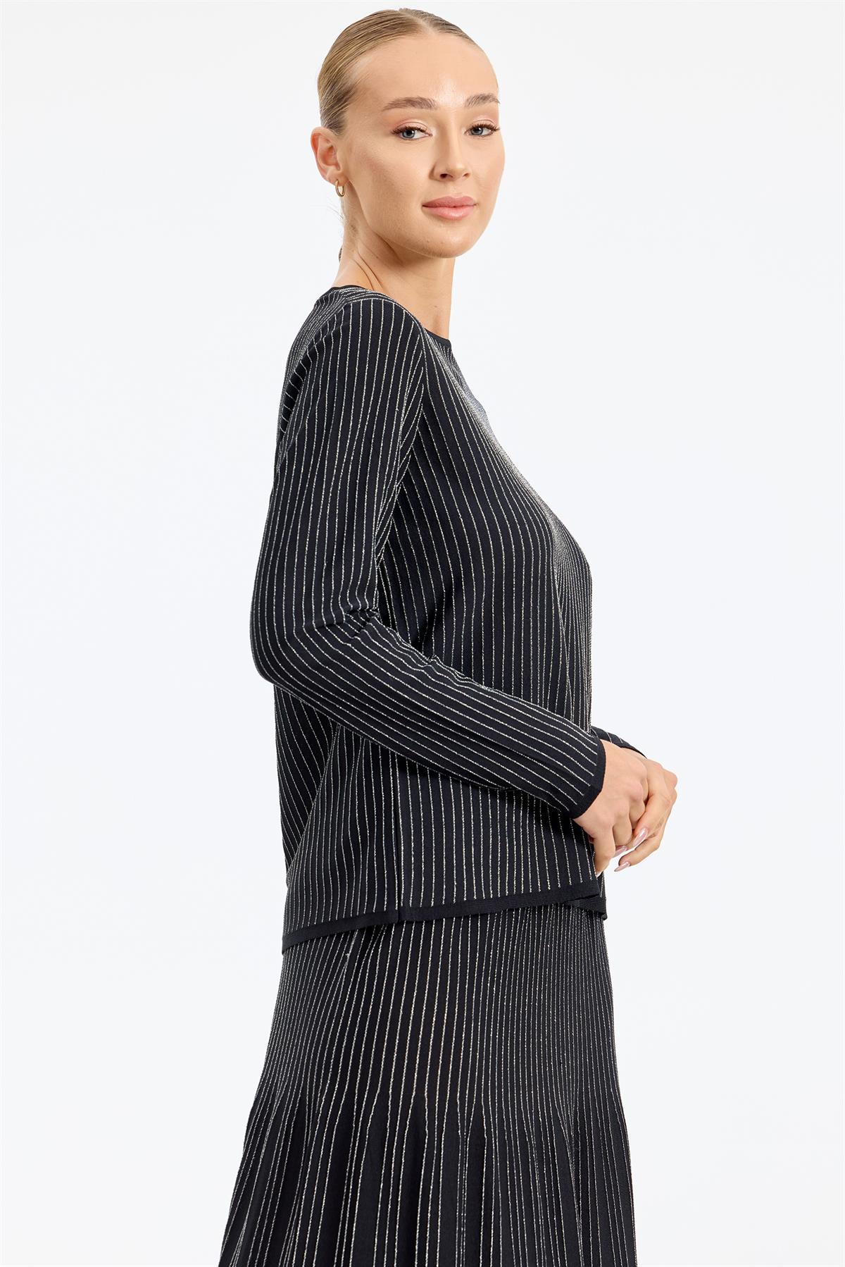 Simli Etekli Rayon Takım SİYAH