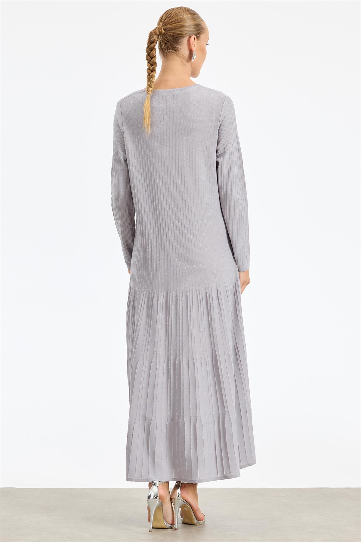 Simli Rayon Elbise GRİ