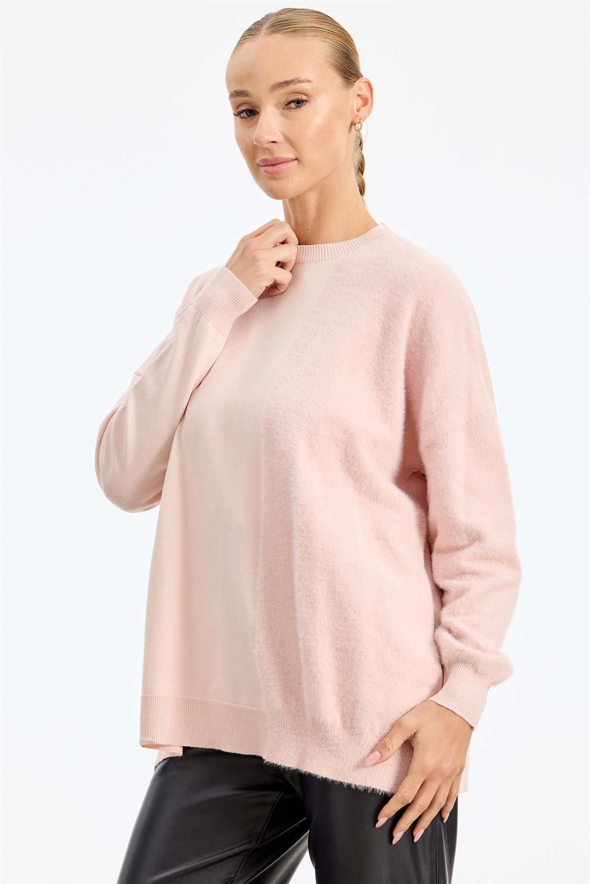 Sol Tarafı Mink Detaylı Tunik PEMBE