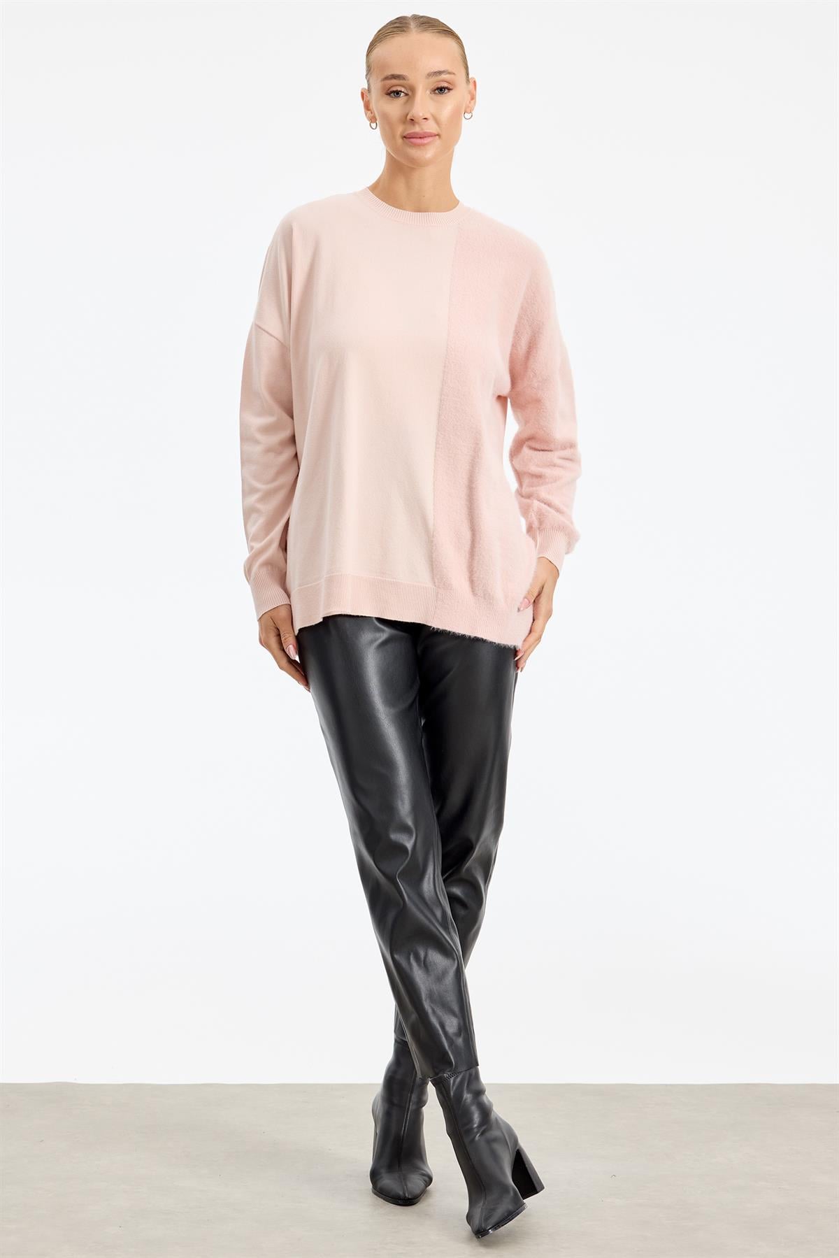 Sol Tarafı Mink Detaylı Tunik PEMBE