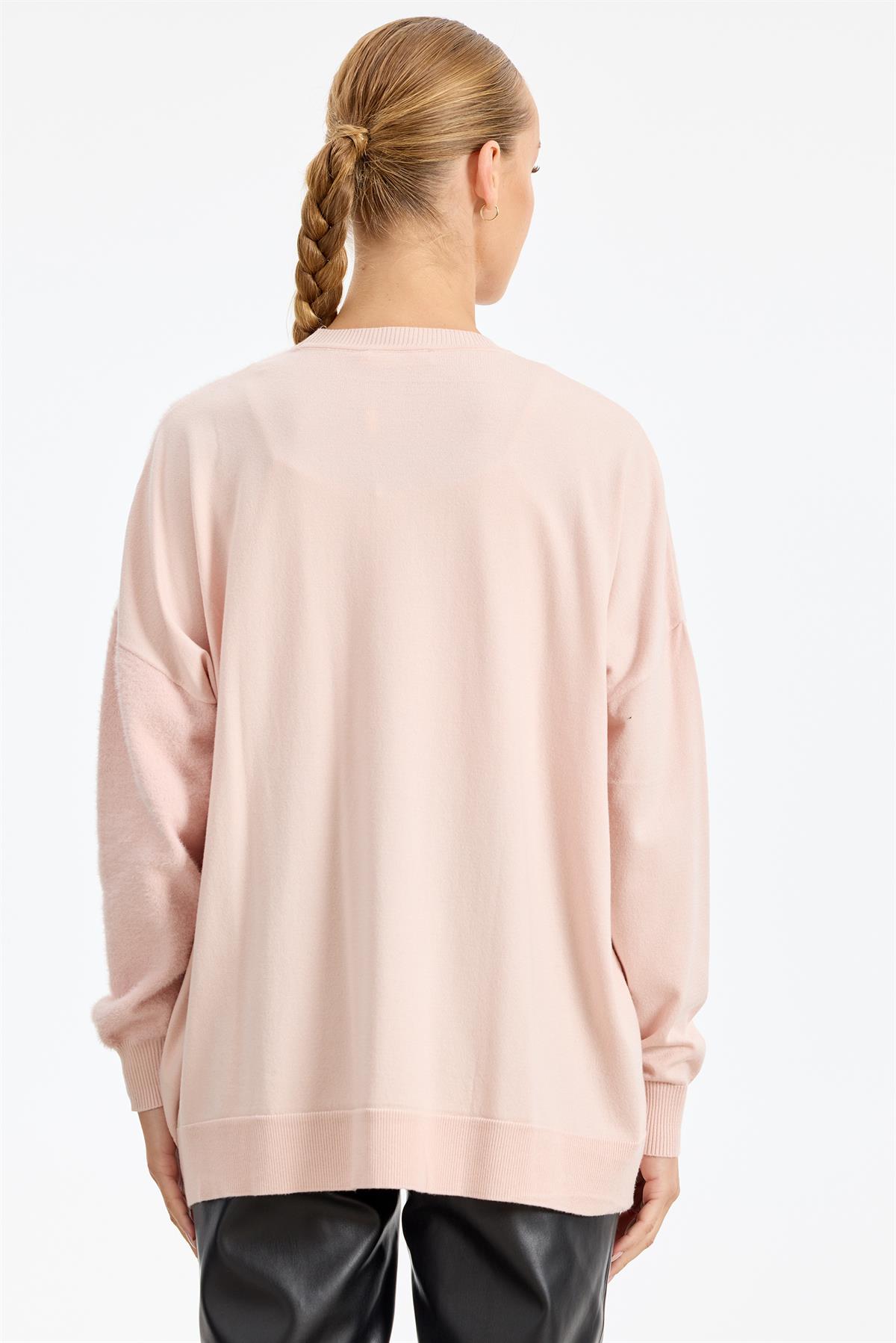 Sol Tarafı Mink Detaylı Tunik PEMBE