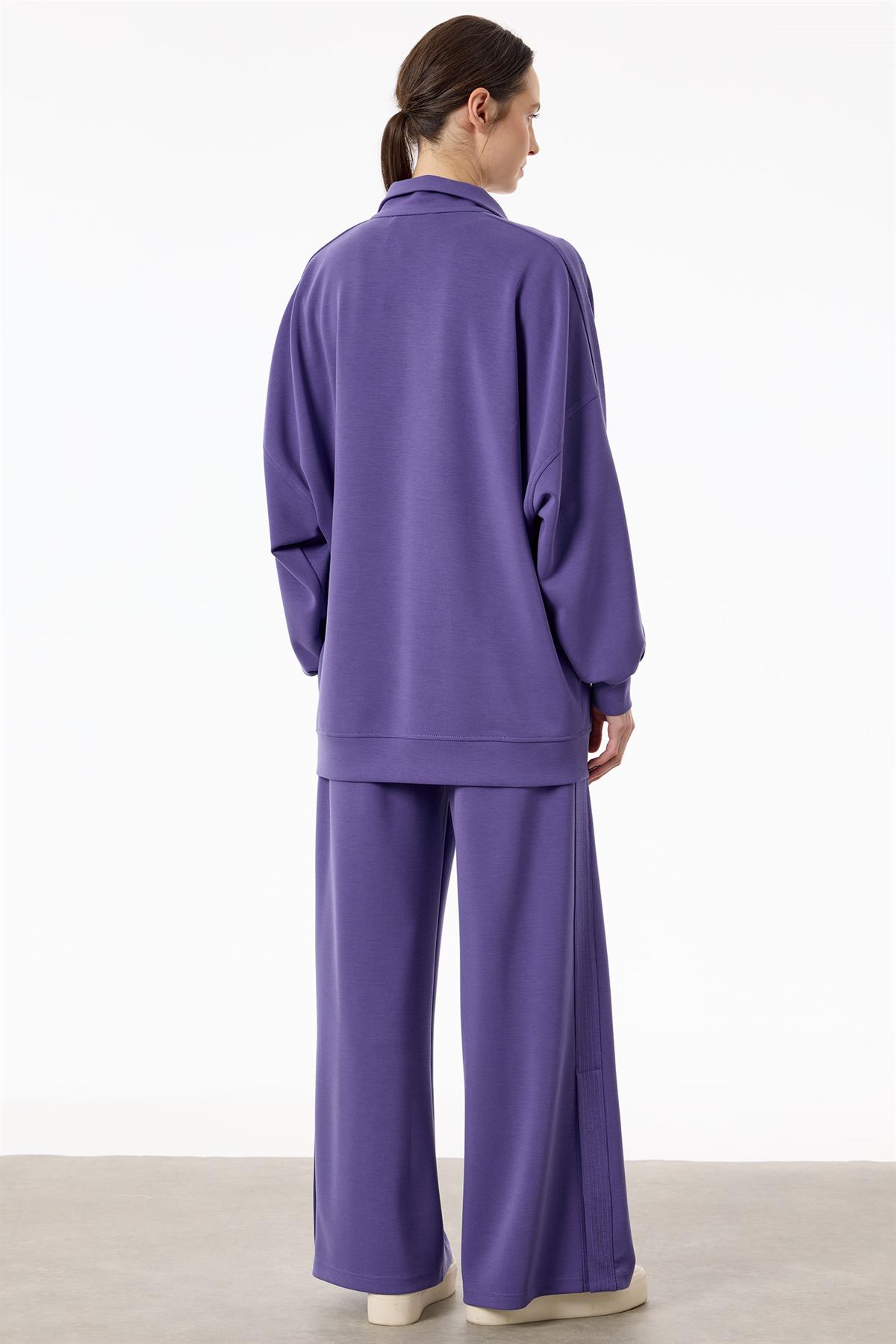 Spor Dikiş Detaylı Paçaları Çıtçıtlı Takım MOR