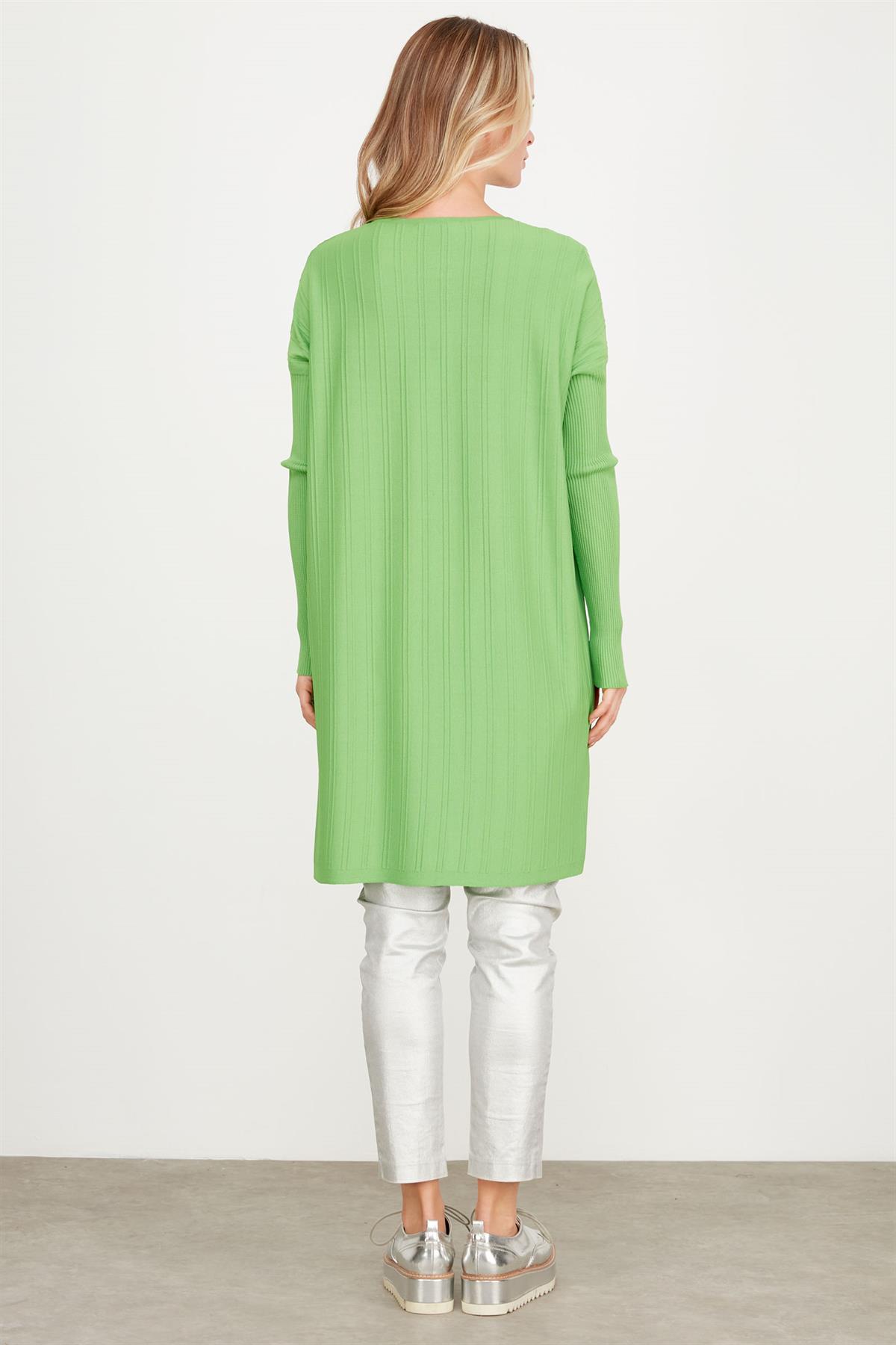 T KALIP FİTİL DETAYLI  RAYON TUNİK YEŞİL