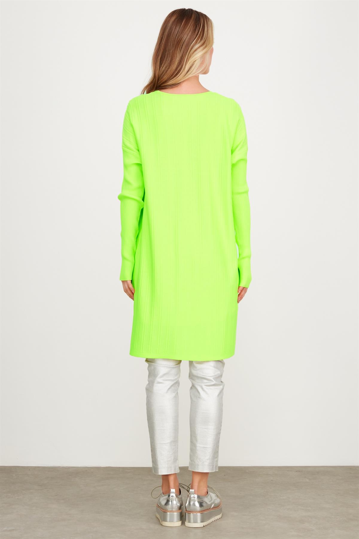 T KALIP FİTİL DETAYLI  RAYON TUNİK NEON