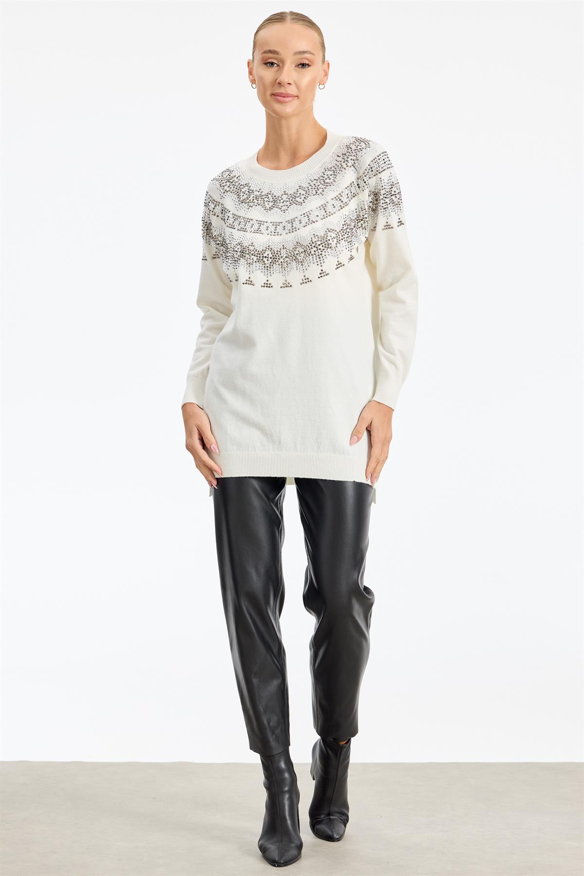 Taş Detaylı Tunik EKRU