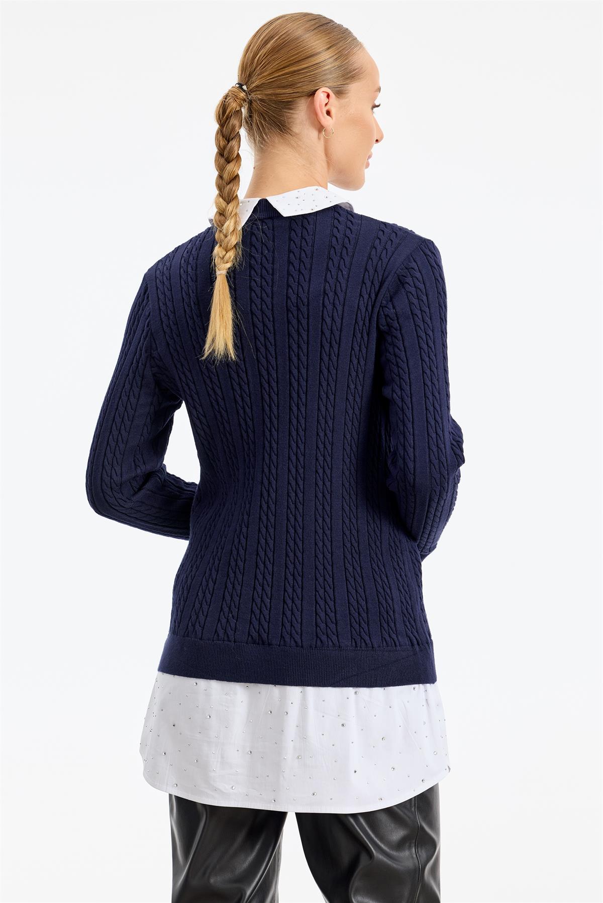 Taş Gömlek Detaylı Tunik LACİVERT