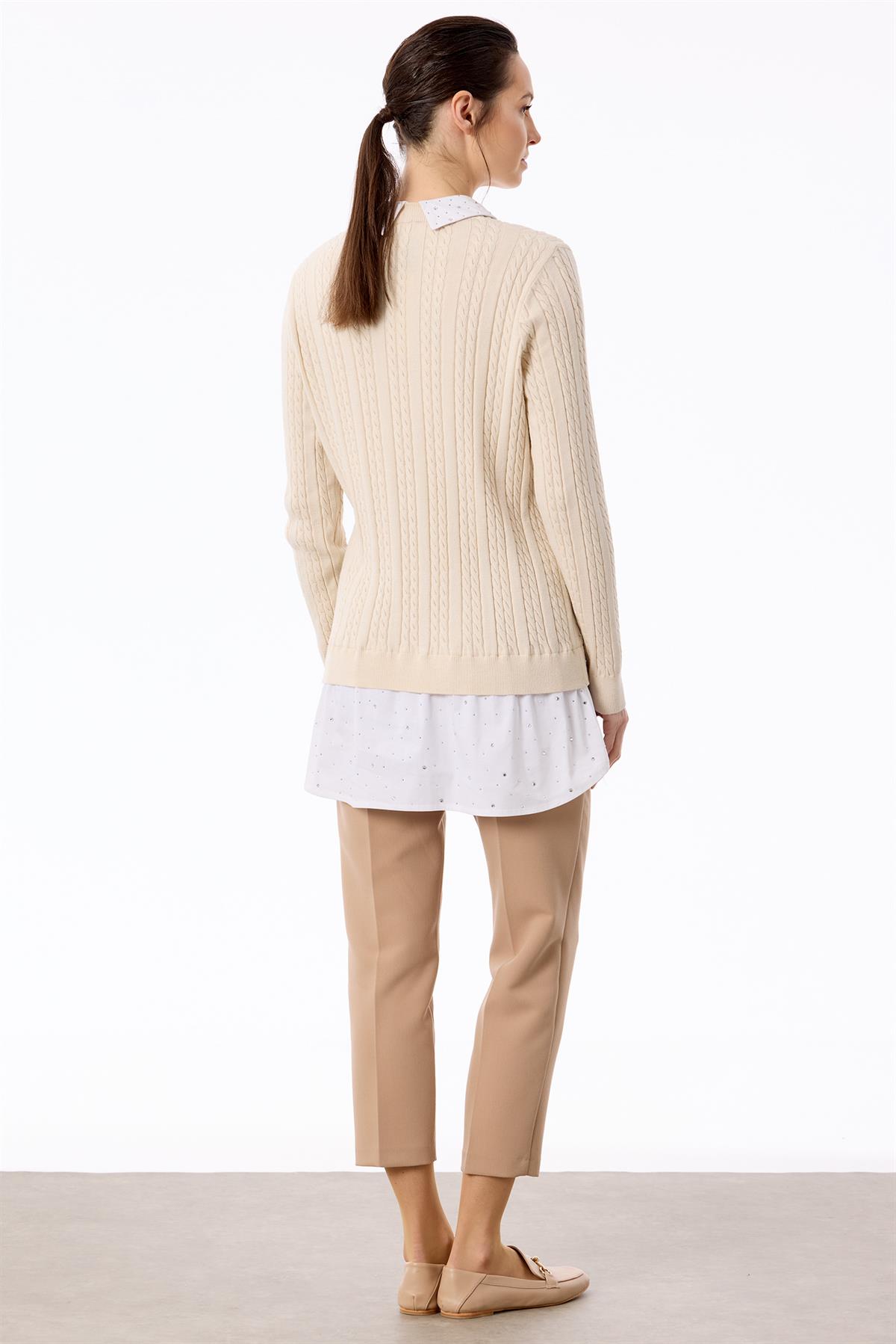 Taş Gömlek Detaylı Tunik VANİLYA