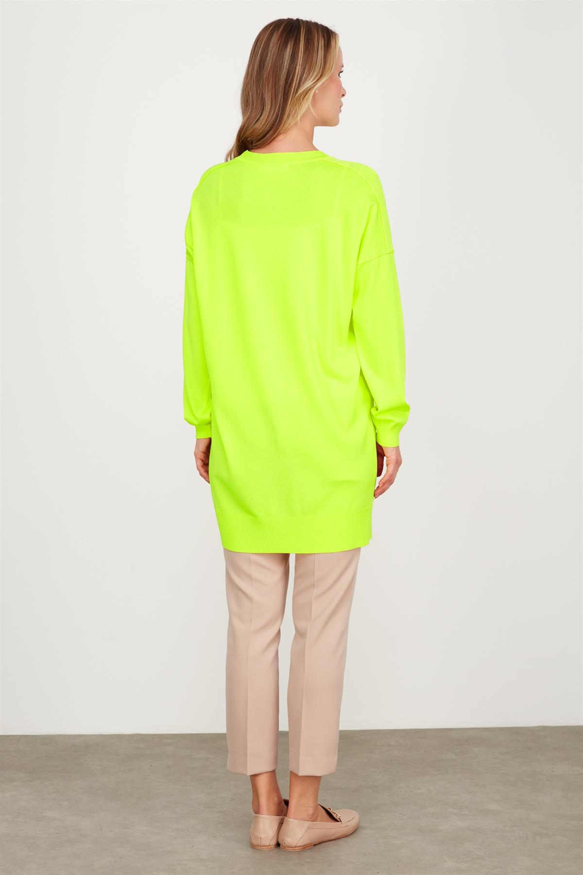 TERS DİKİŞ DETAYLI BASİC TRİKO TUNİK NEON