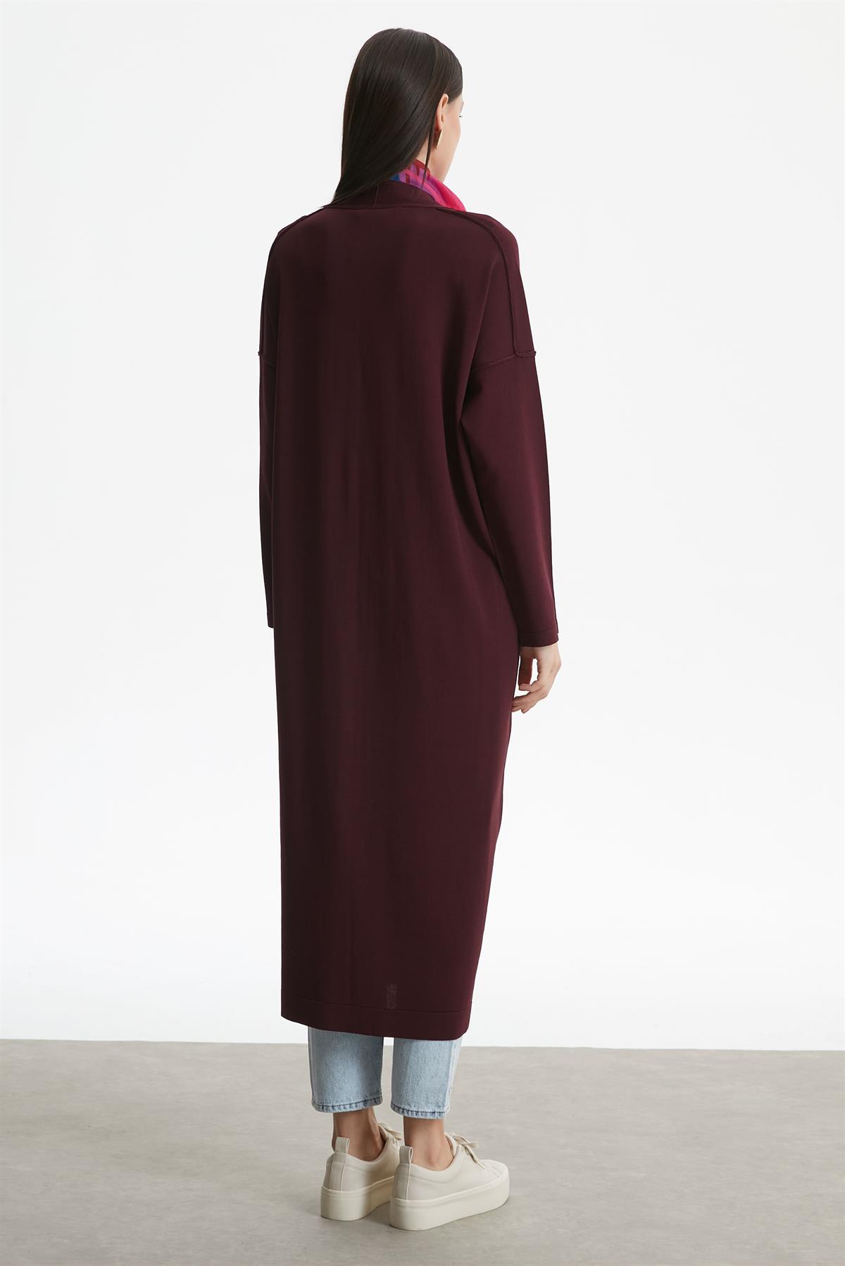 TERS  DİKİŞ DETAYLI RAYON HIRKA MÜRDÜM