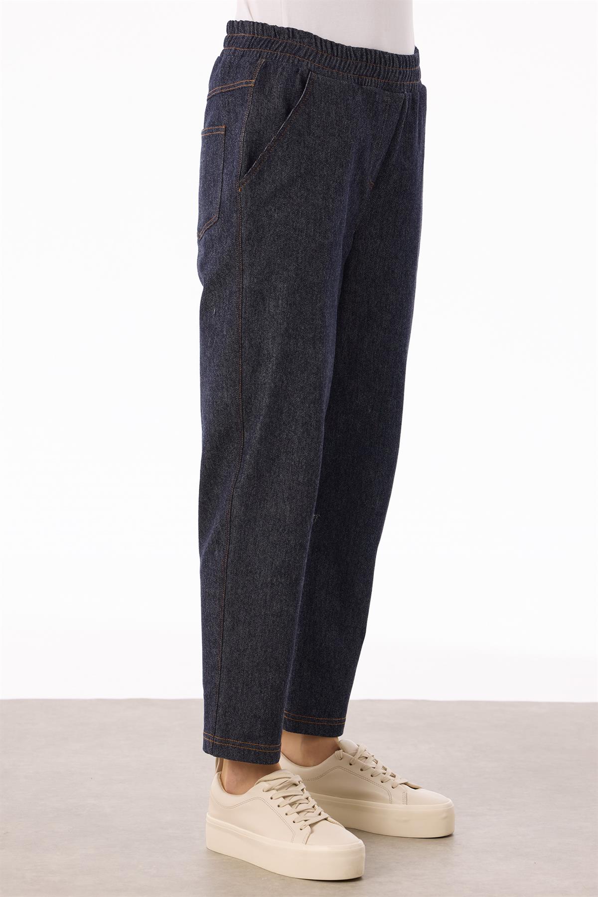 Triko Kombinli Kapüşonlu Denim Takım LACİVERT