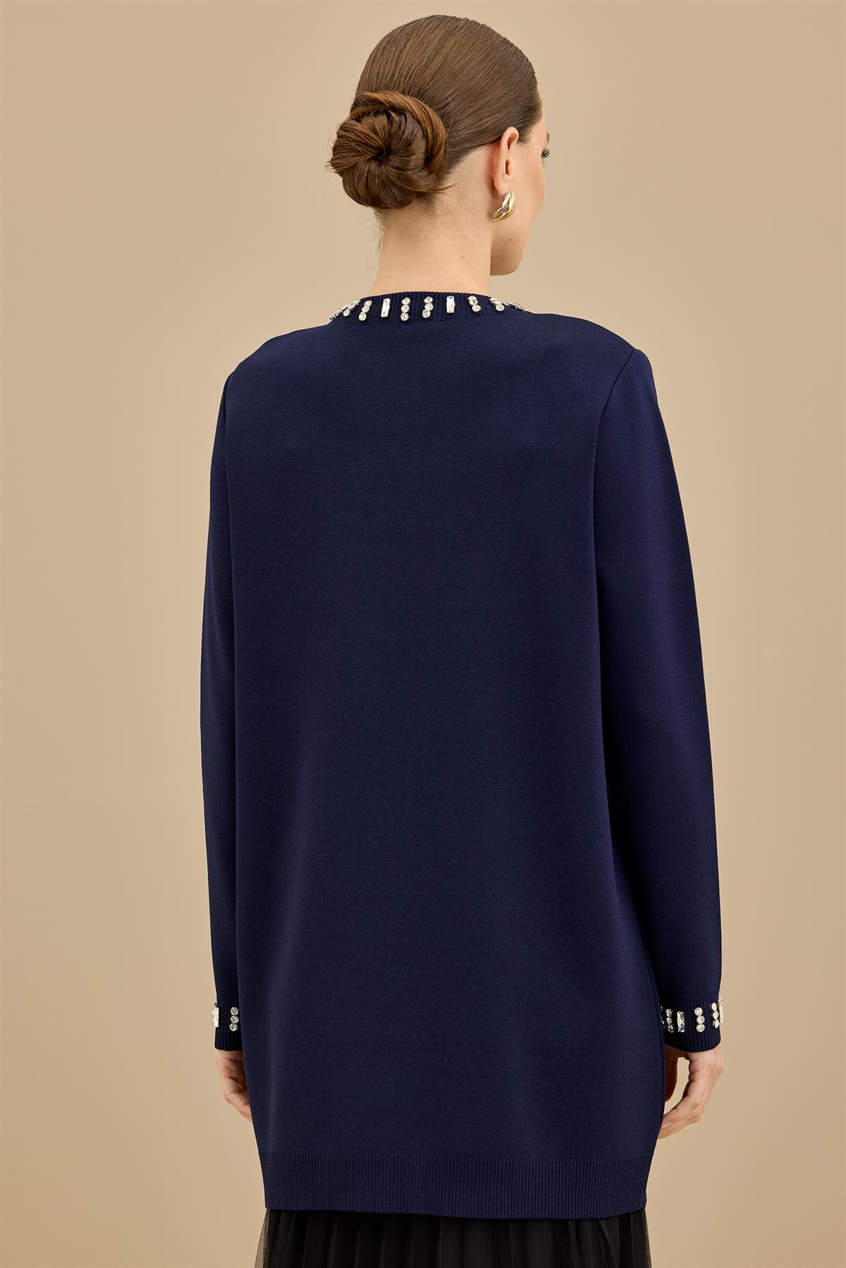 Taş Detaylı Rayon Ceket LACİVERT
