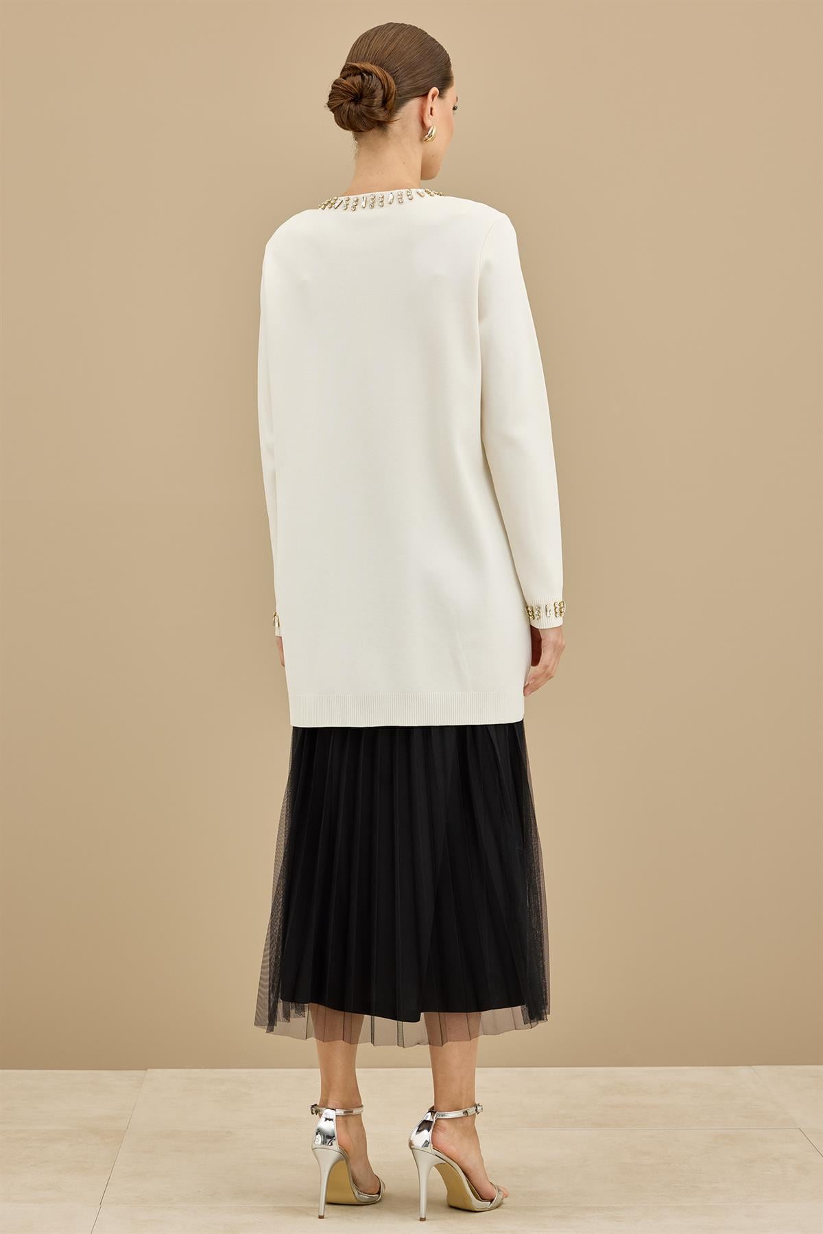 Taş Detaylı Rayon Ceket VANİLYA