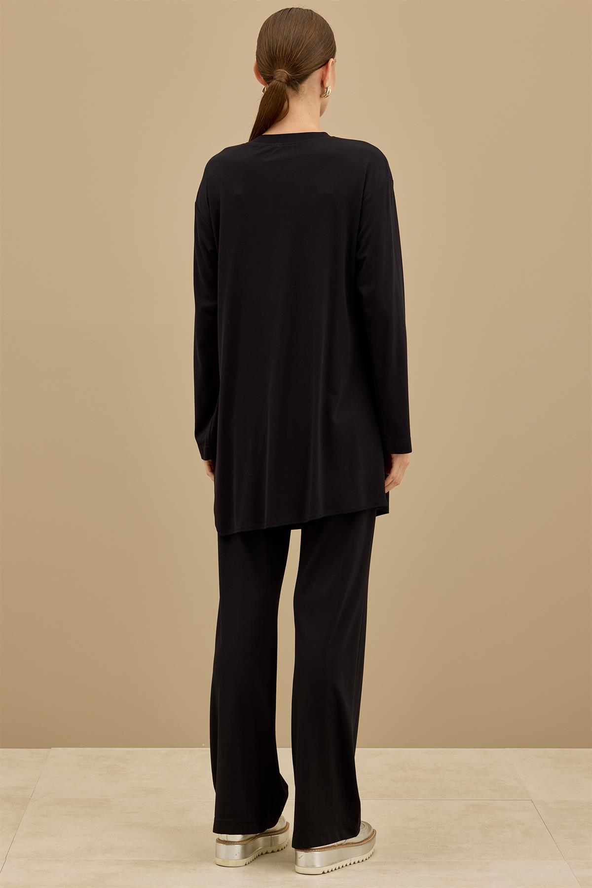 Yandan Bağlamalı Dublesi Kollu Takım SİYAH