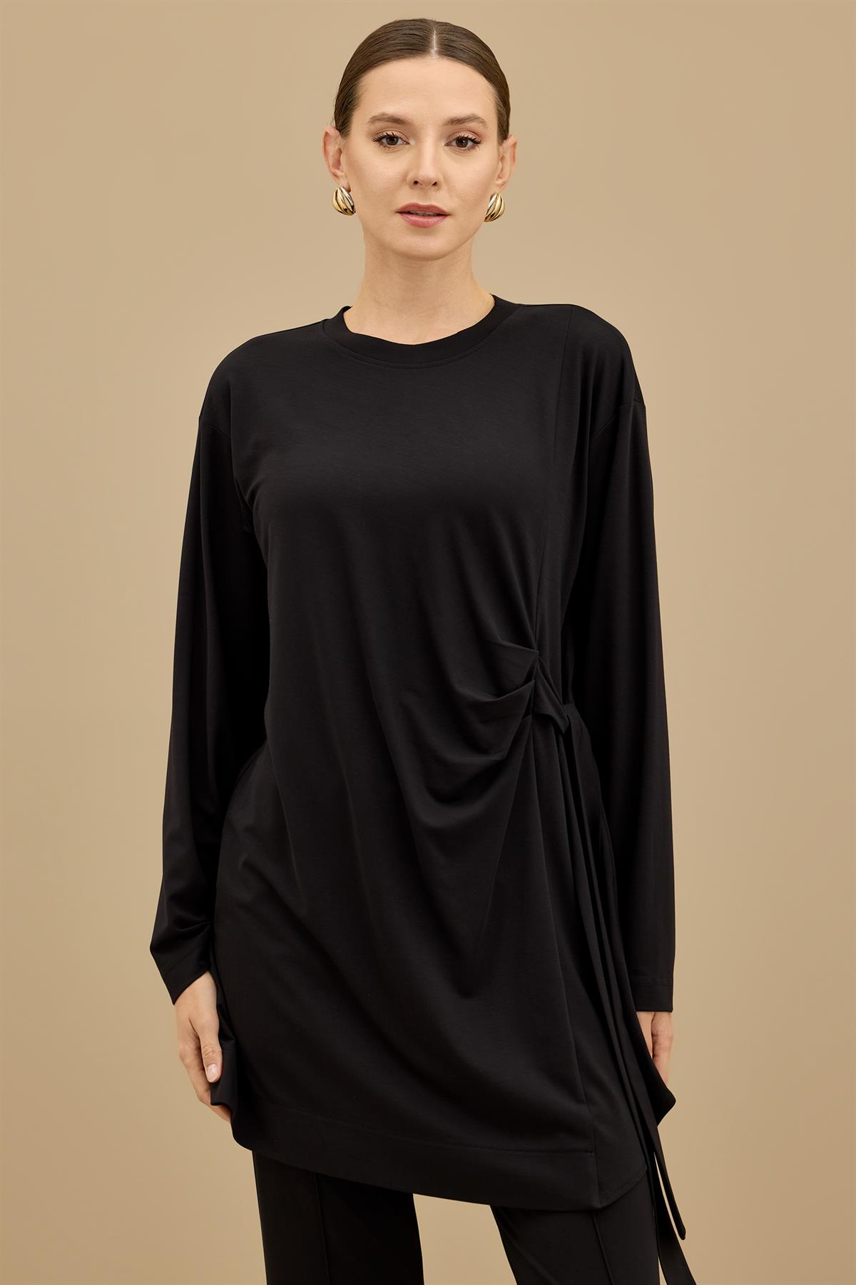 Yandan Bağlamalı Dublesi Kollu Takım SİYAH