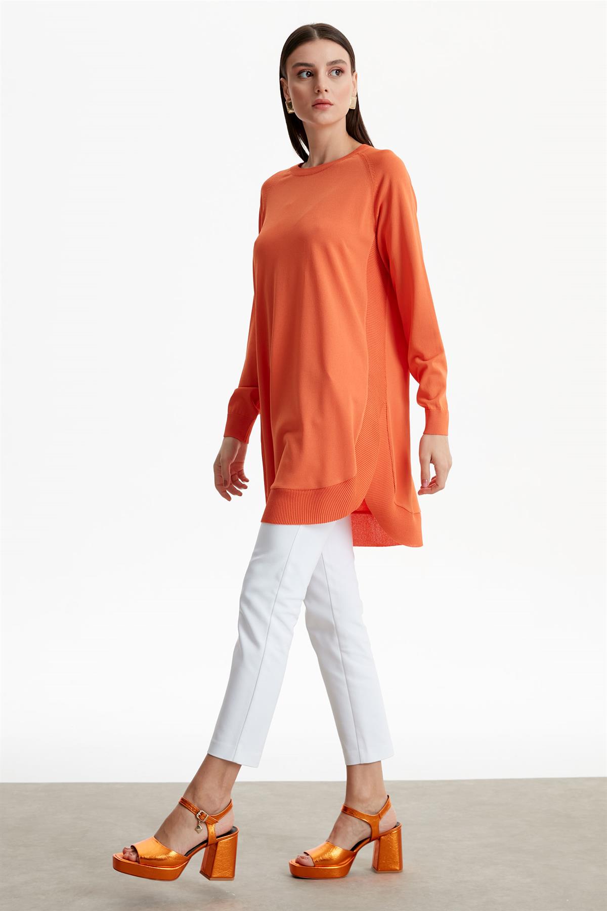 YANLARI OVEL RAYON TUNİK SOMON