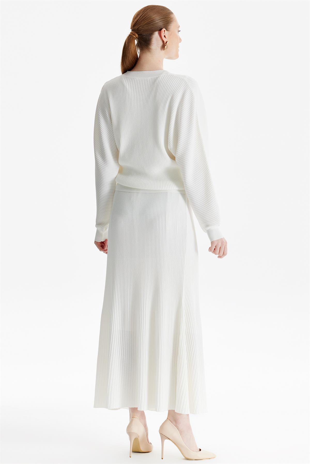 Yarasa Kollu Etekli Rayon Takım EKRU