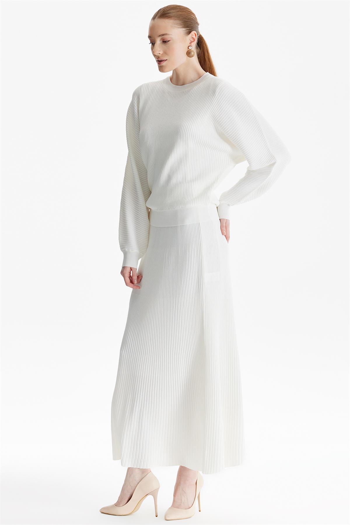 Yarasa Kollu Etekli Rayon Takım EKRU