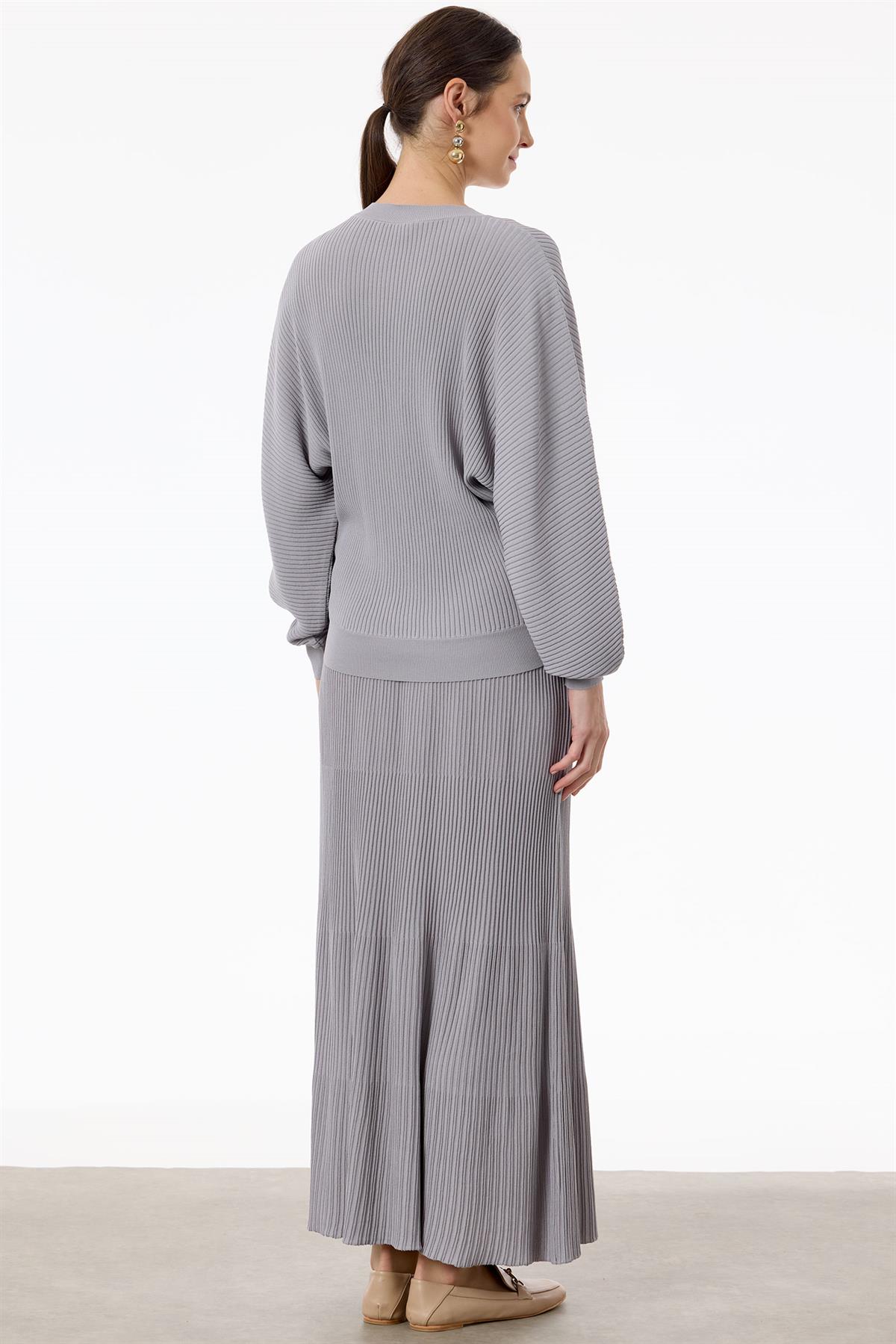 Yarasa Kollu Etekli Rayon Takım GRİ