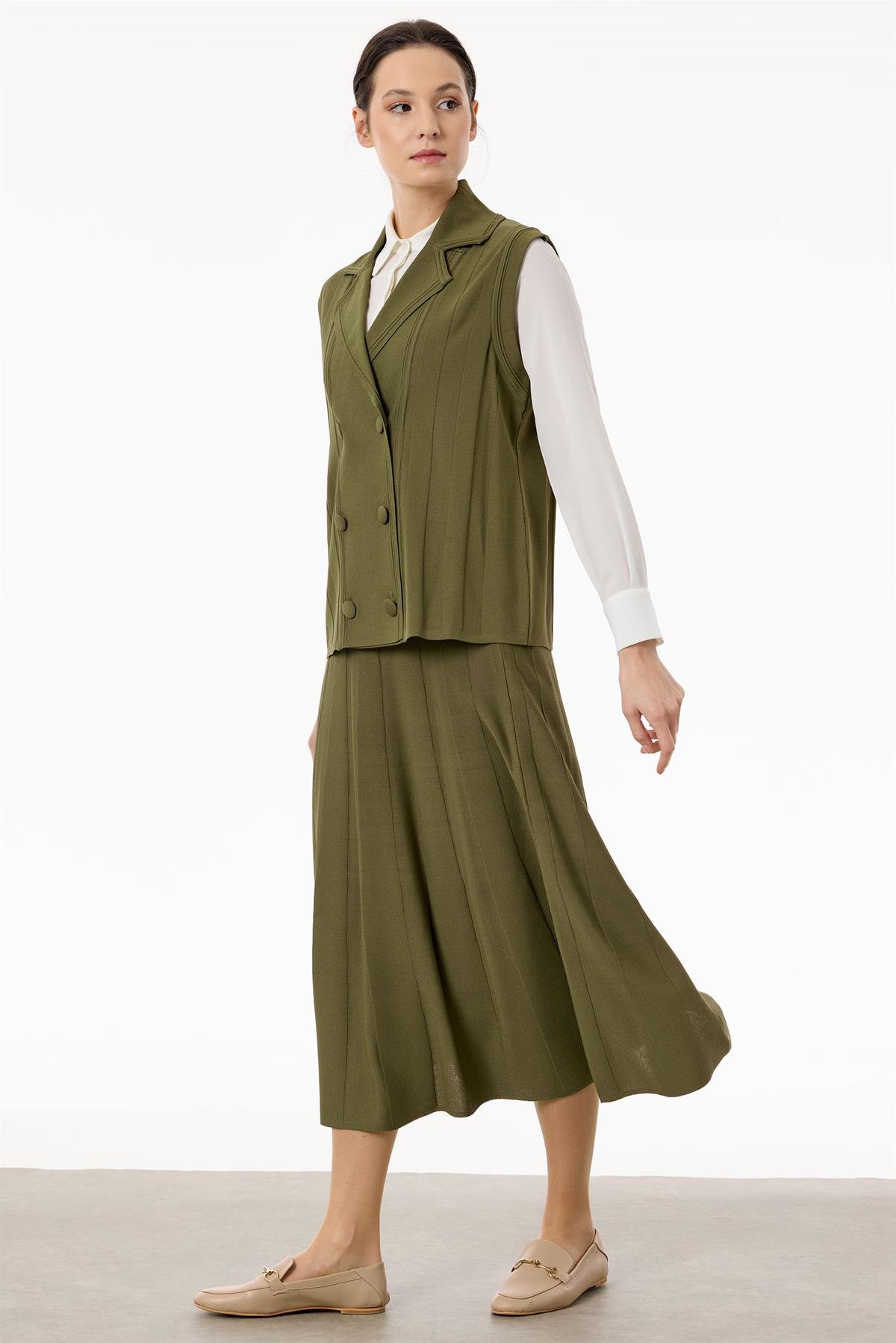 Yelekli Etekli Rayon Takım HAKİ