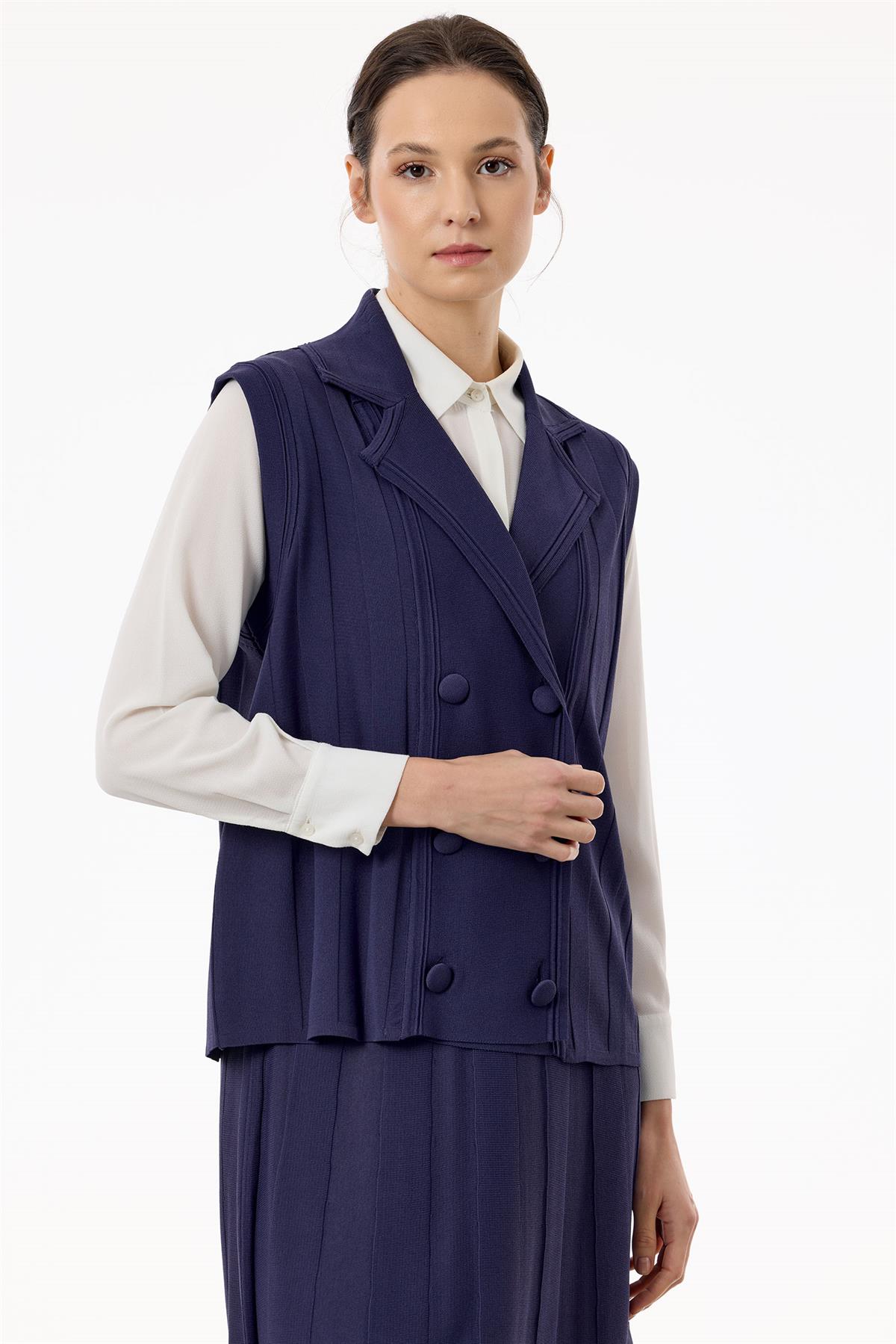 Yelekli Etekli Rayon Takım LACİVERT