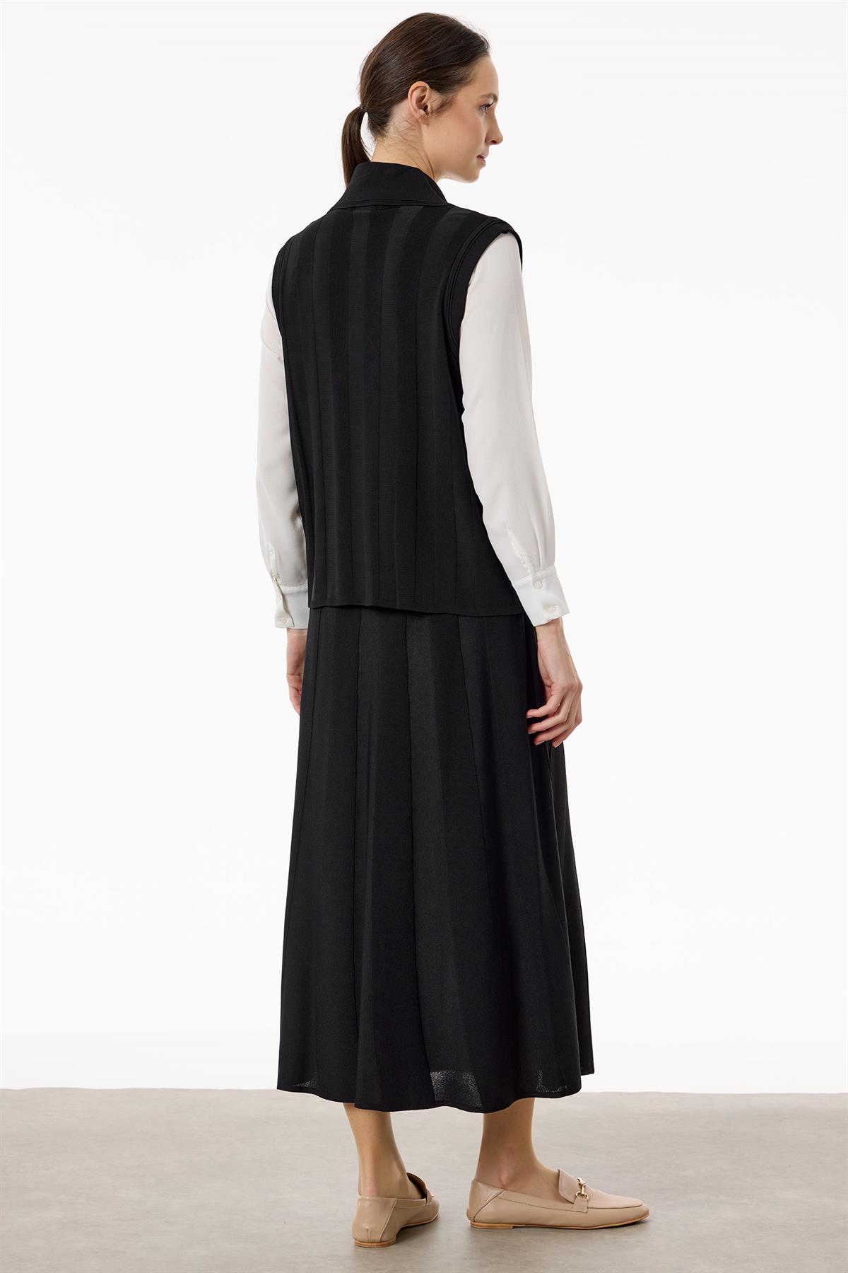 Yelekli Etekli Rayon Takım SİYAH