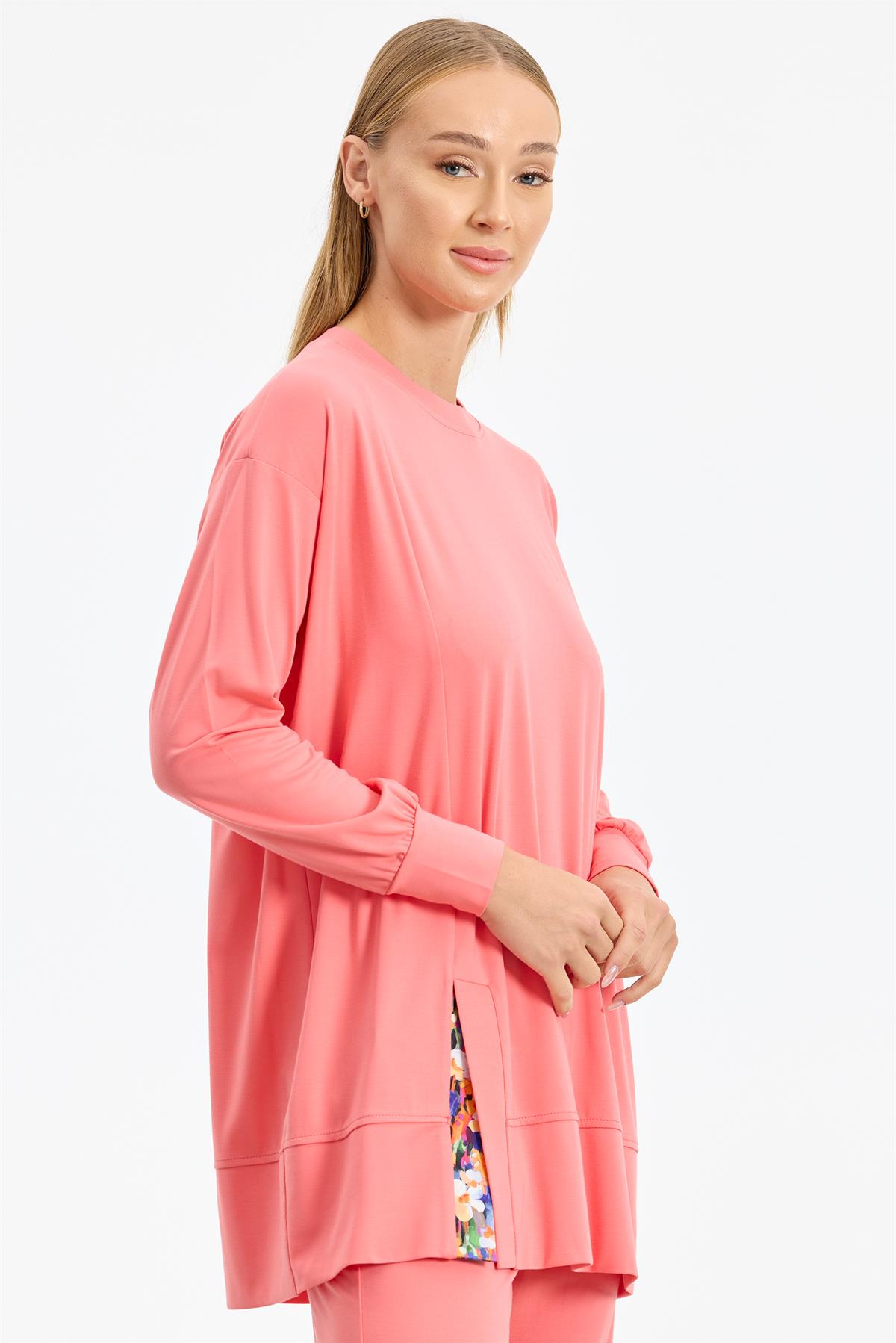 Yırtmacı Çiçek Kombinli Örme Takım KARİDES