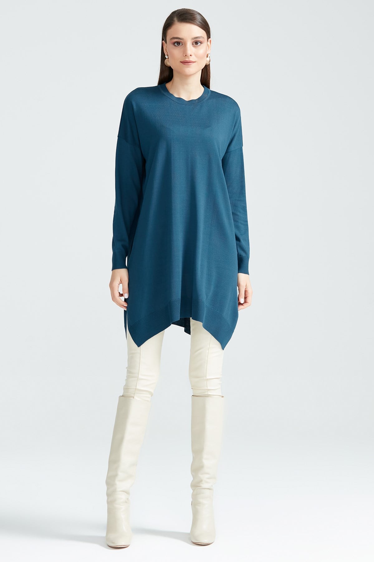 Düşük Kol Triko Tunik CLASSİC BLUE