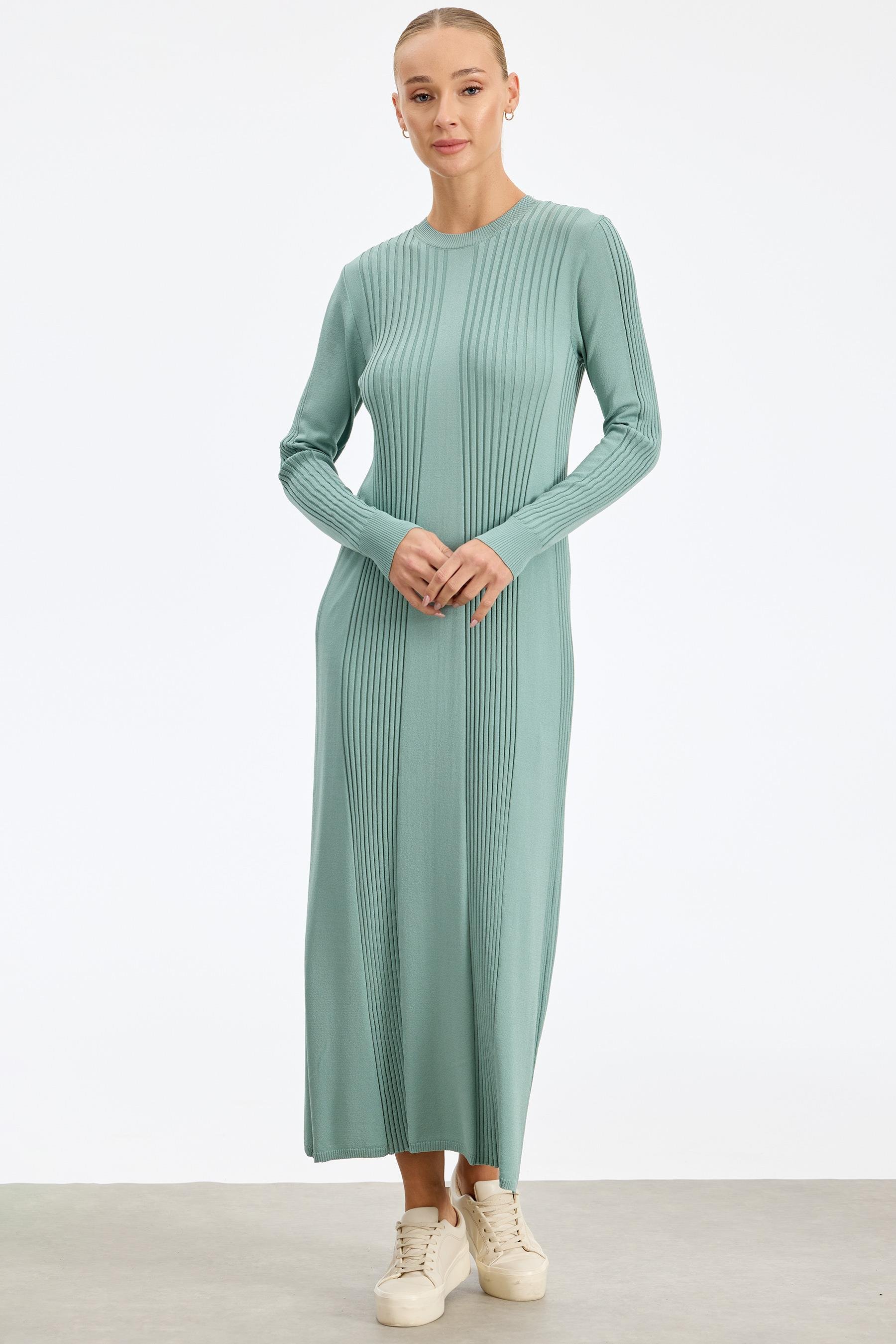 Fitil Detaylı Rayon Elbise YEŞİL