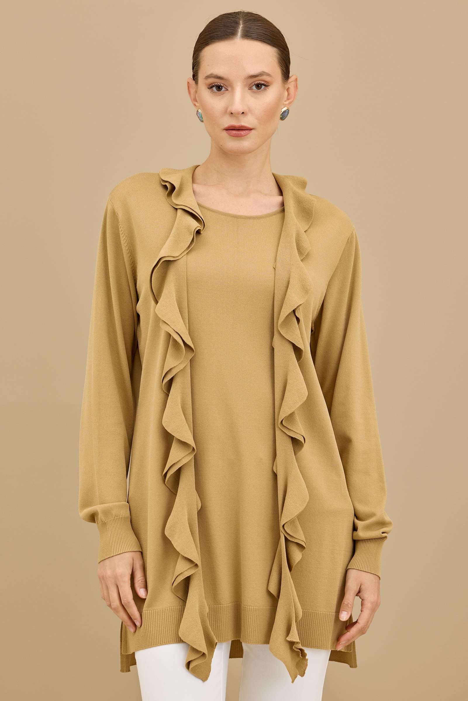 Fular Detaylı Rayon Tunik CAMEL