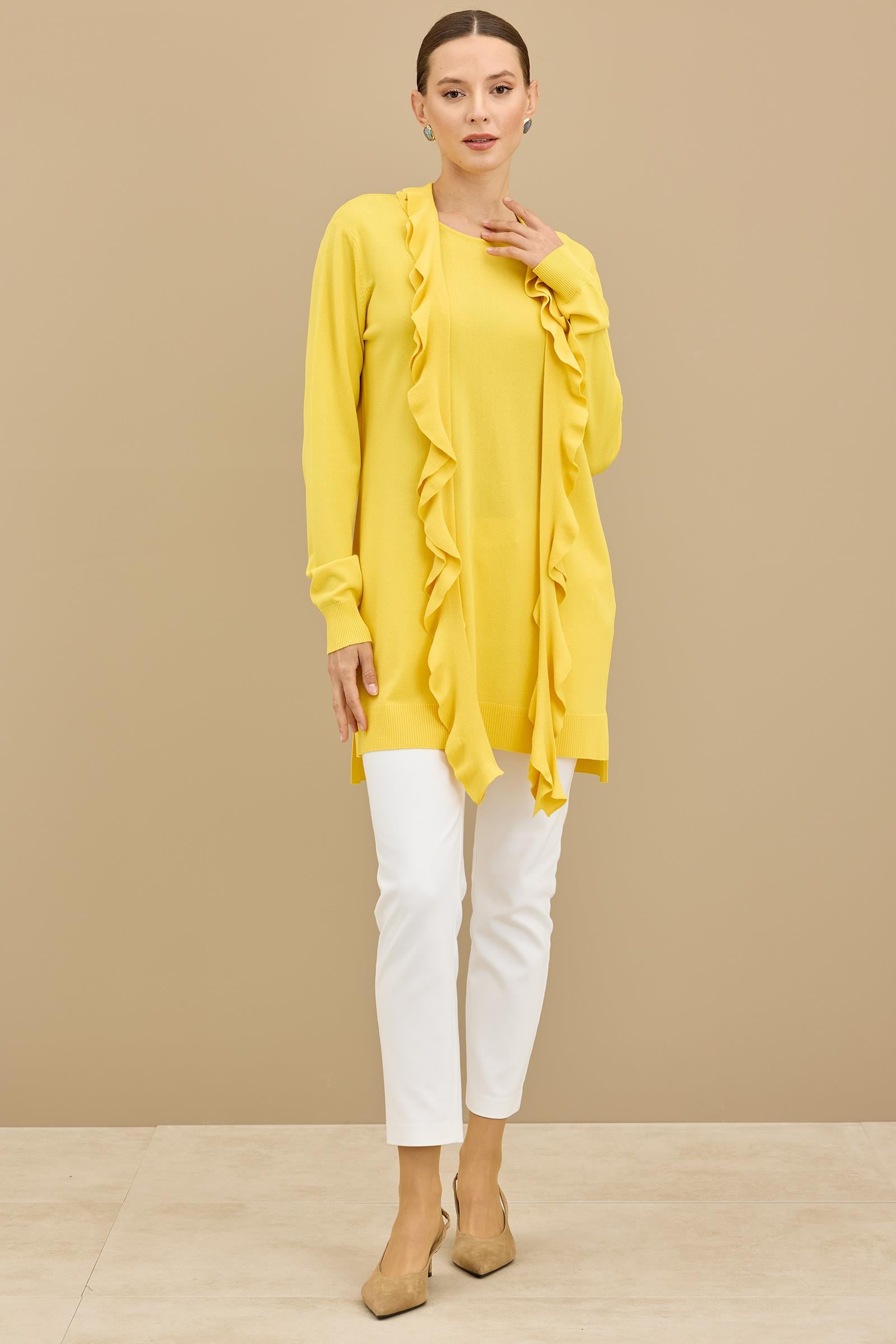 Fular Detaylı Rayon Tunik SARI