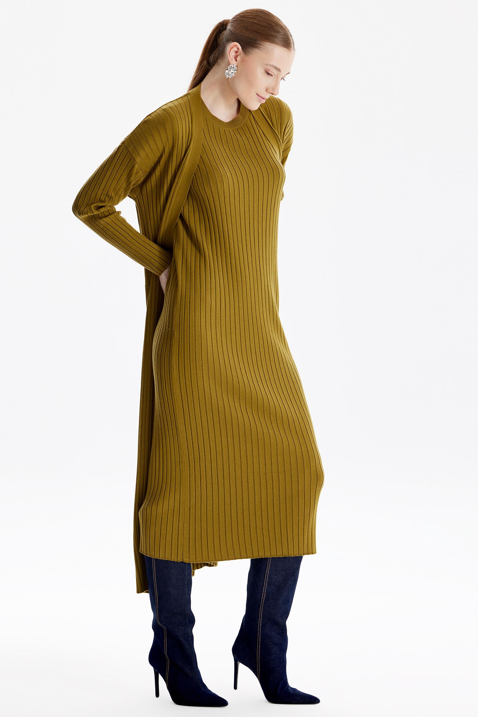 HIRKA KOMBİNLİ TRİKO ELBİSE OLİVE