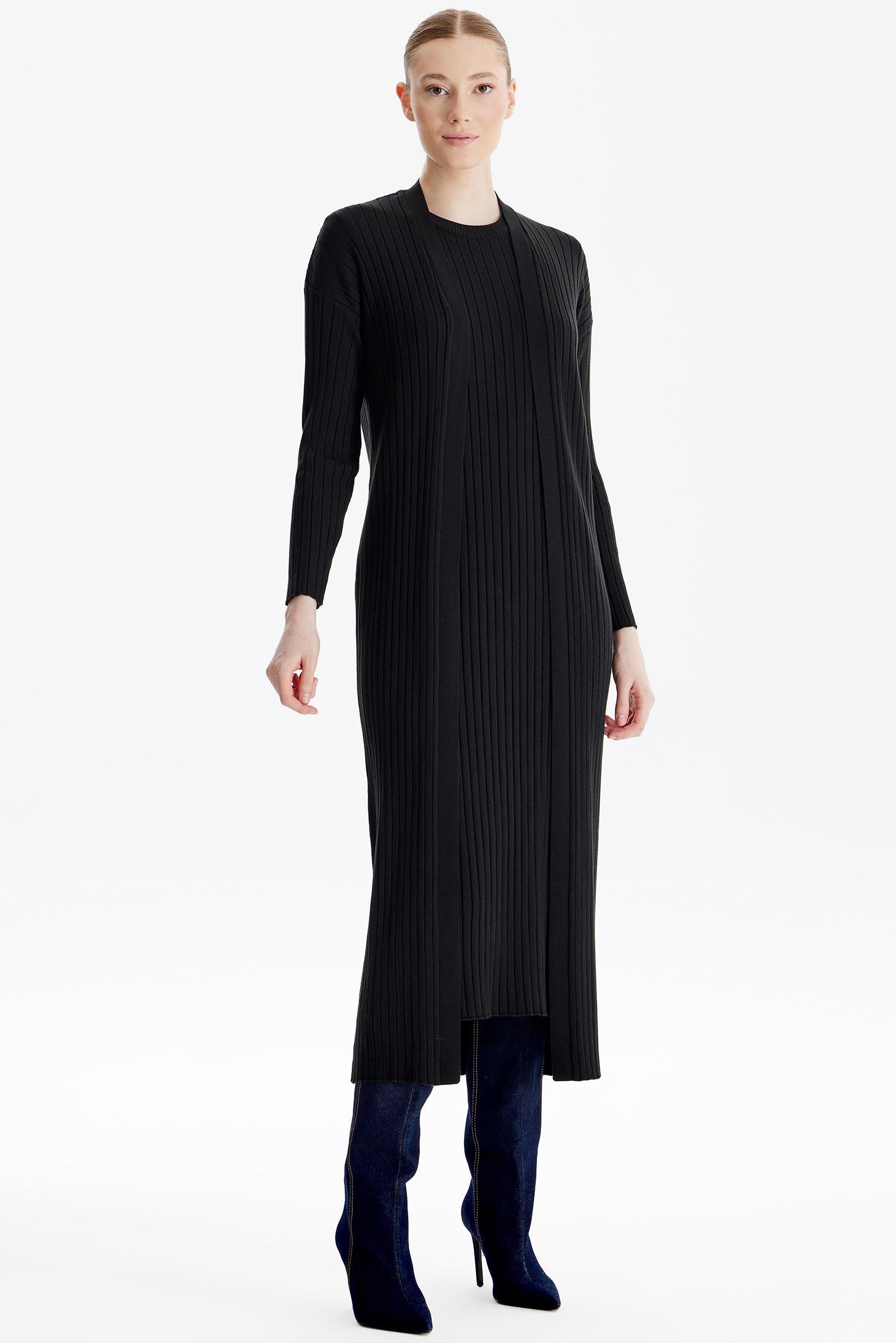 HIRKA KOMBİNLİ TRİKO ELBİSE SİYAH