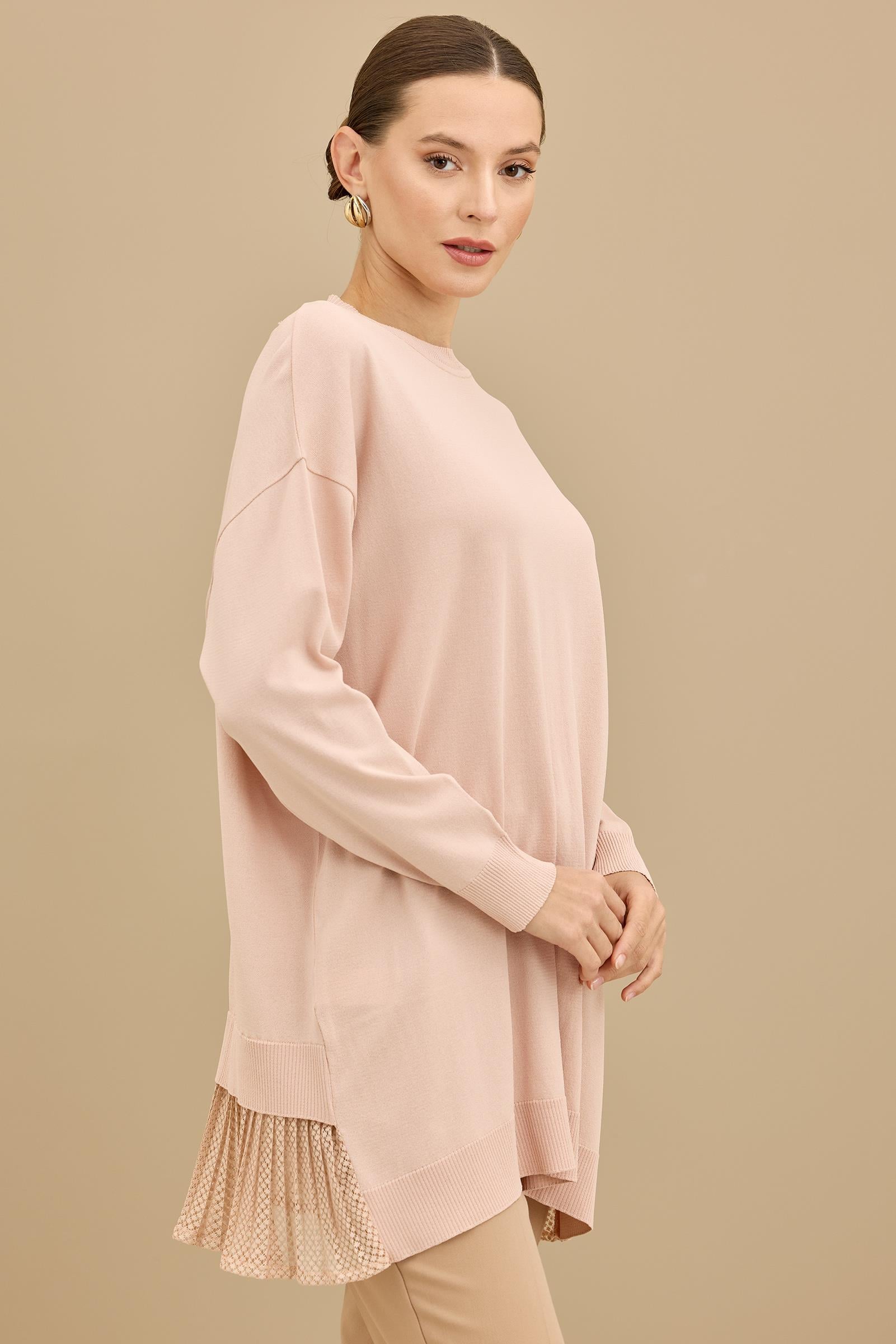 Kumaş Garnili Triko Tunik PUDRA