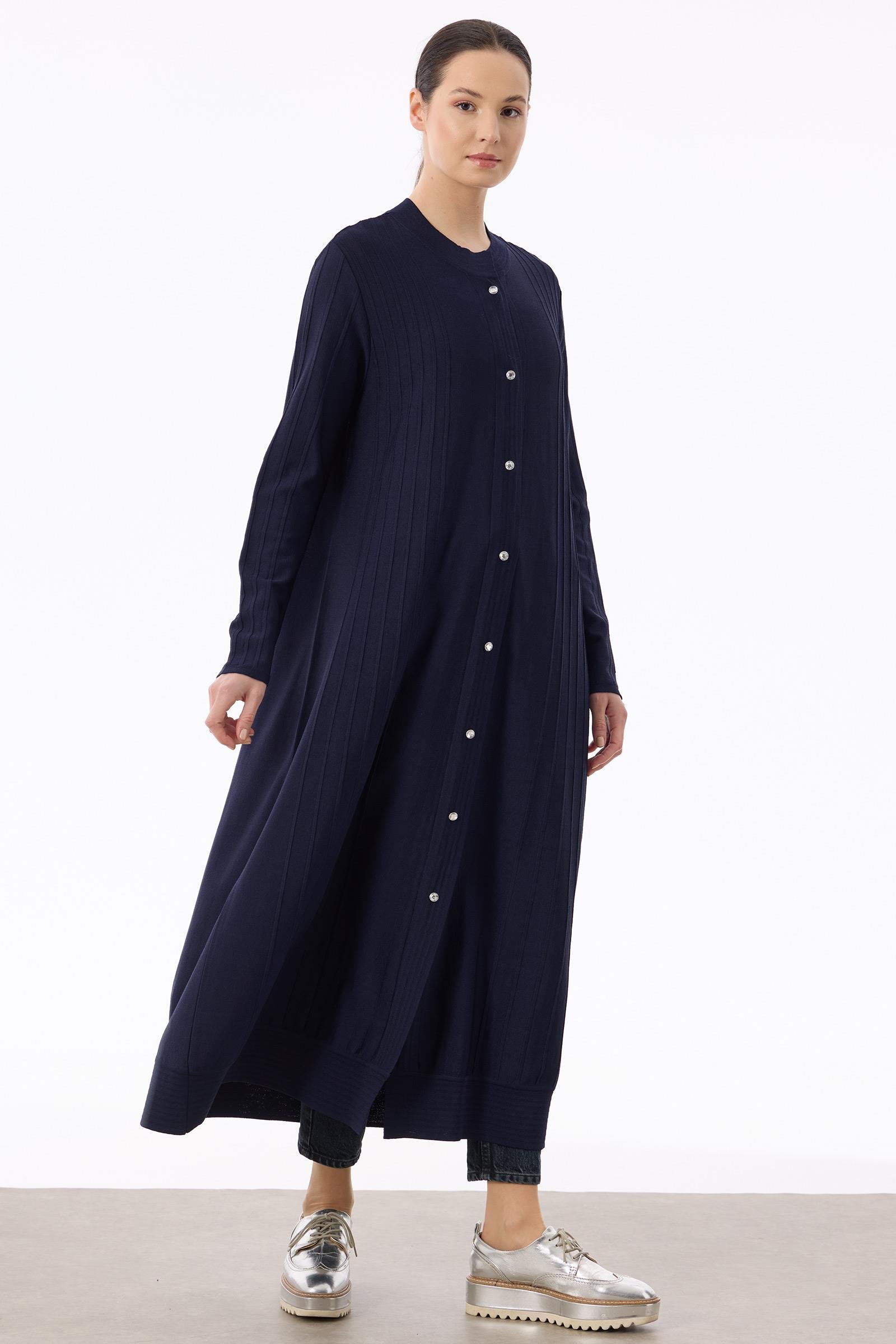 Nervür Detaylı Max Boy Triko Rayon Hırka LACİVERT