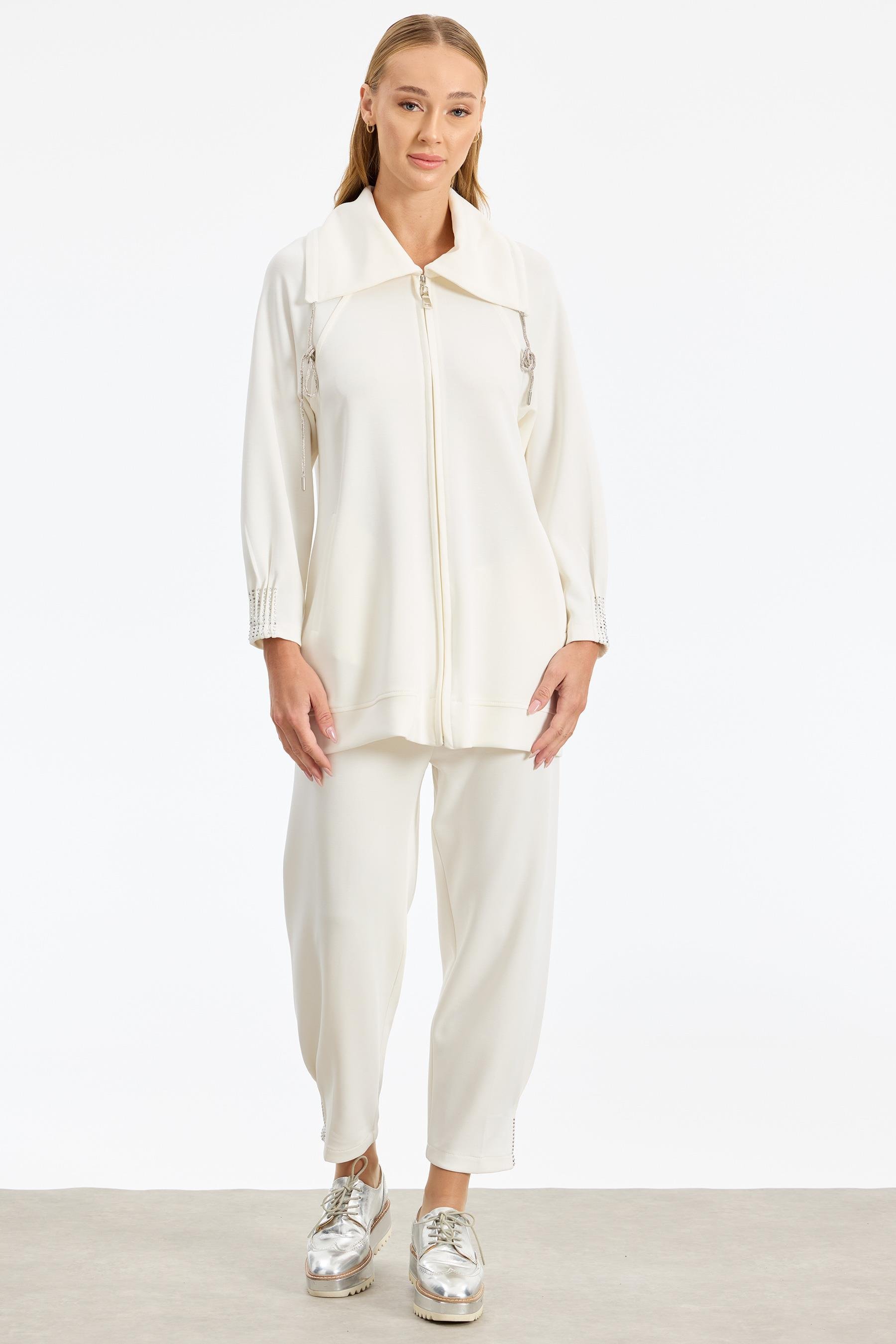 Nevür Ve Taş Detaylı Takım EKRU