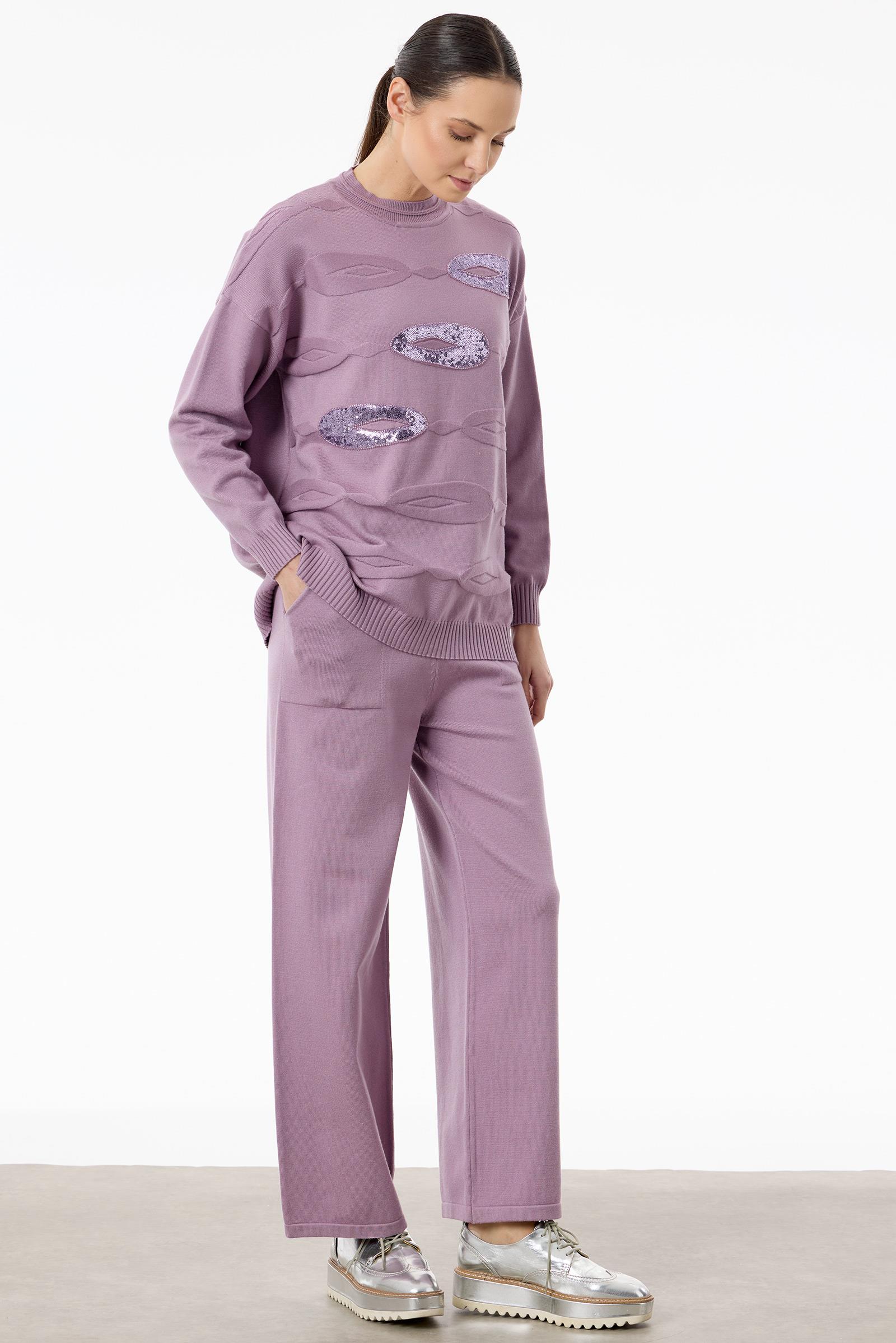 Önü Payet Detaylı Pantolonlu Triko Takım PEMBE