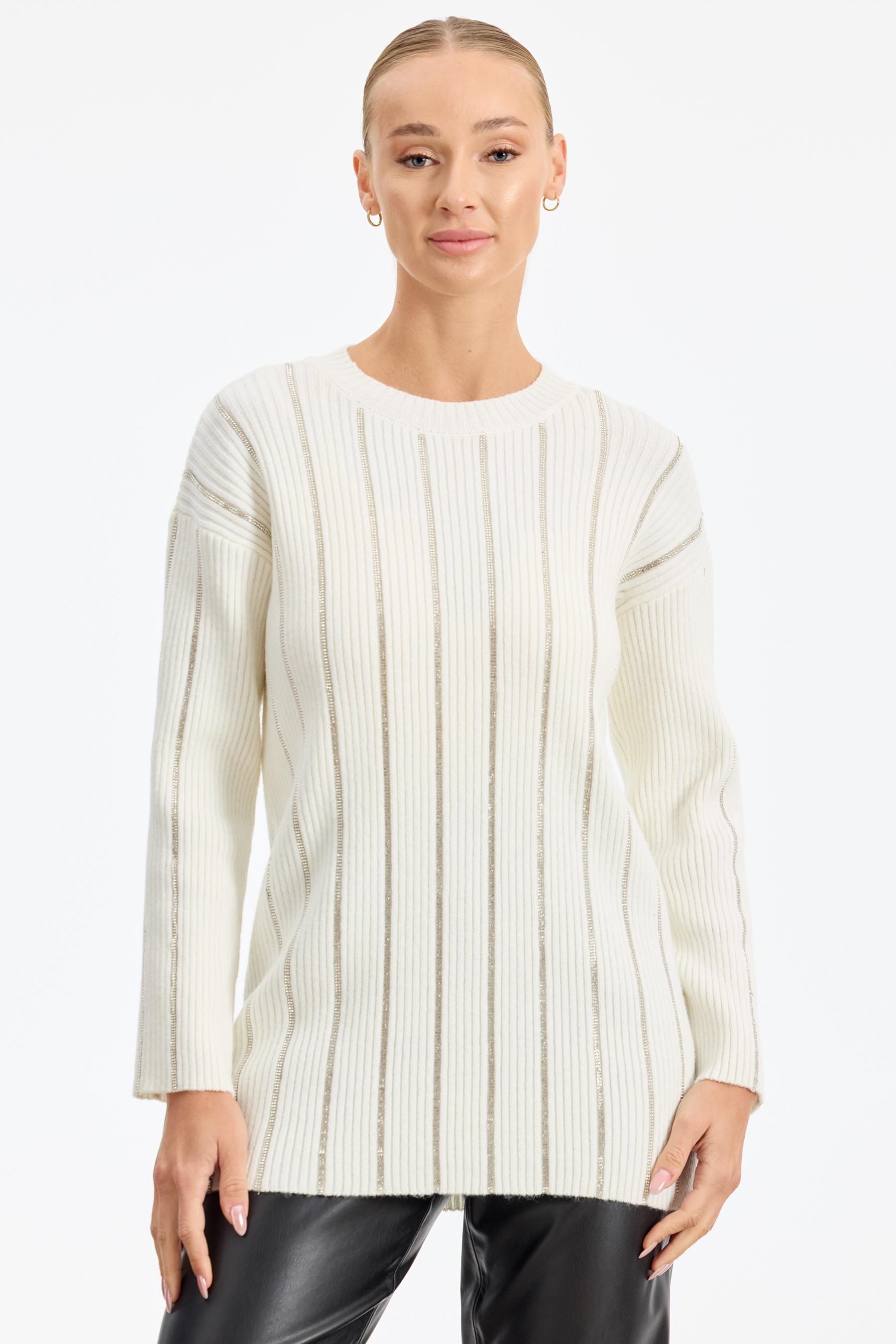 Şerit Taş Yapıştırmalı Fitilli Tunik EKRU