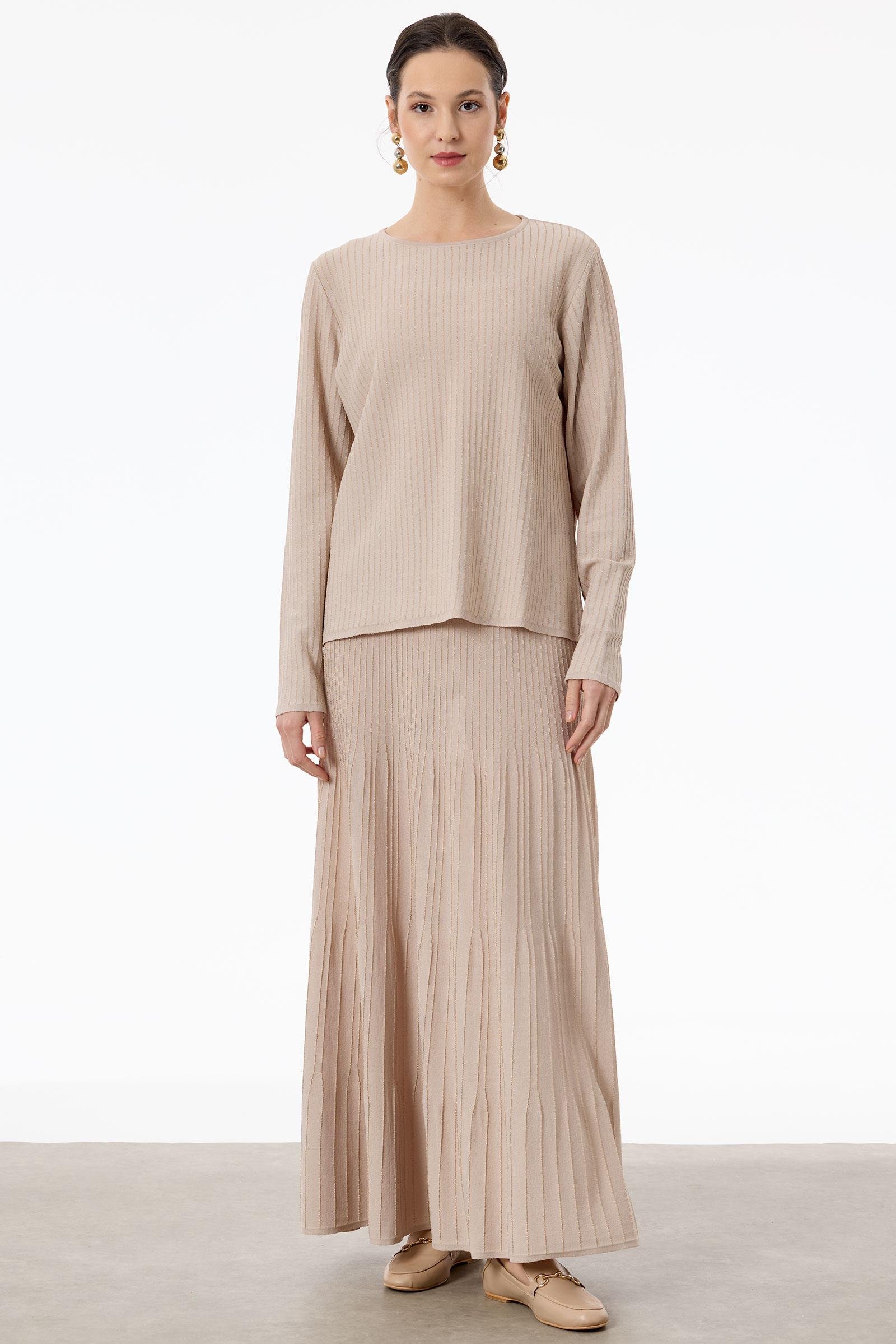 Simli Etekli Rayon Takım BEJ