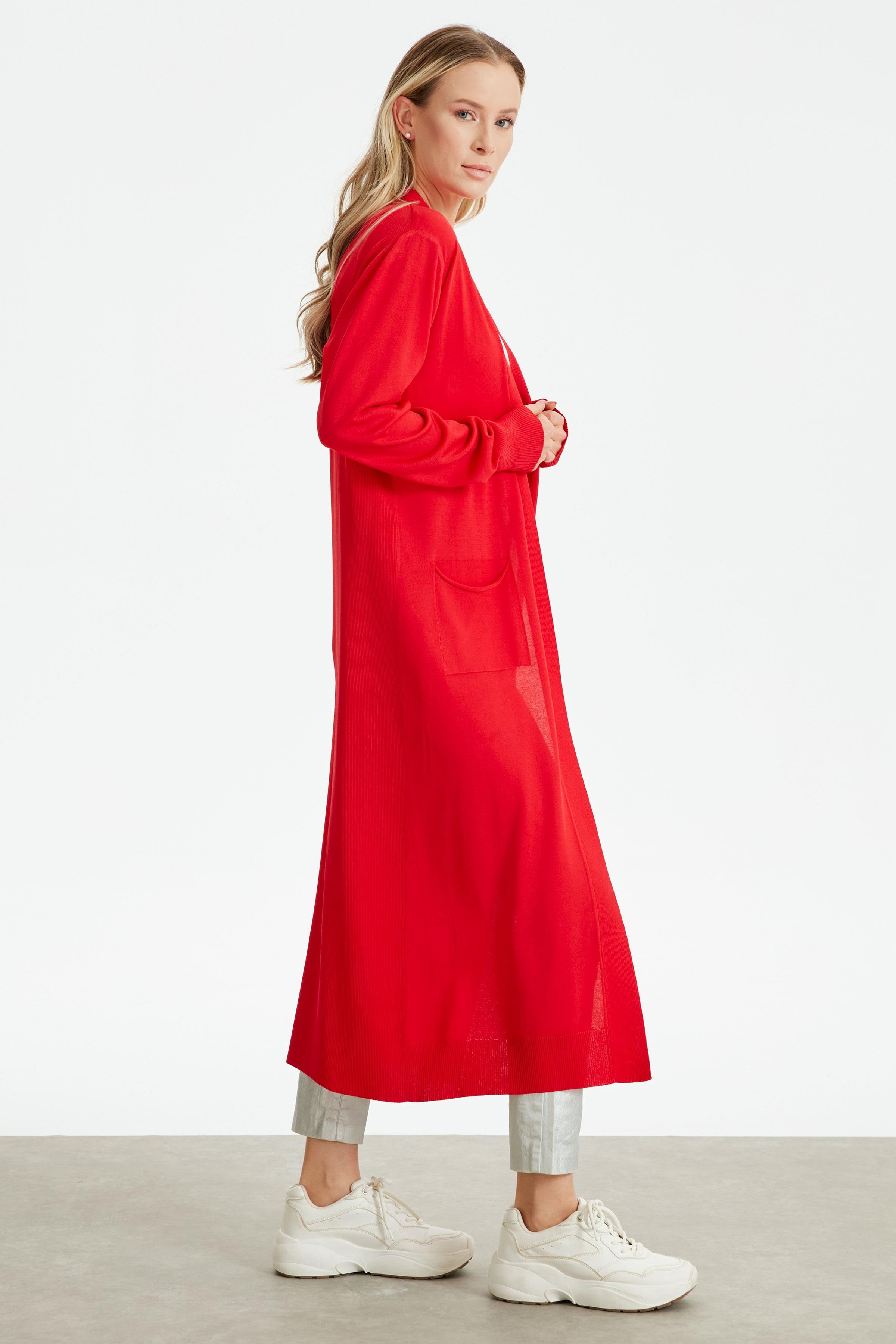 SOSİS CEPLİ BASIC RAYON HIRKA KIRMIZI