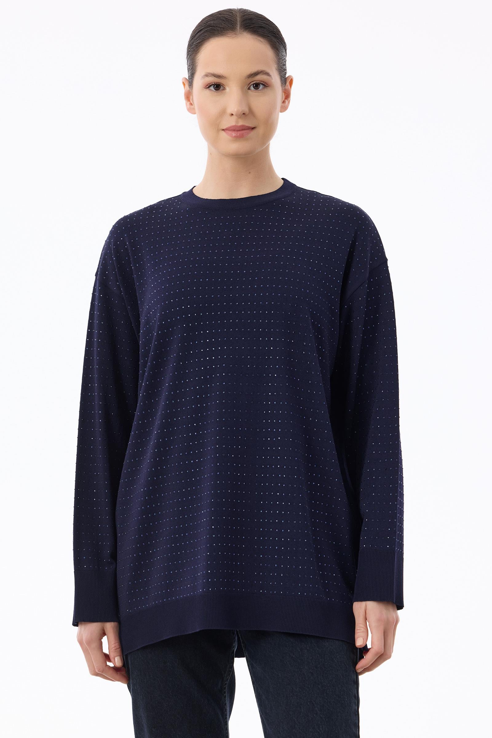 Taş Baskılı Rayon Tunik LACİVERT