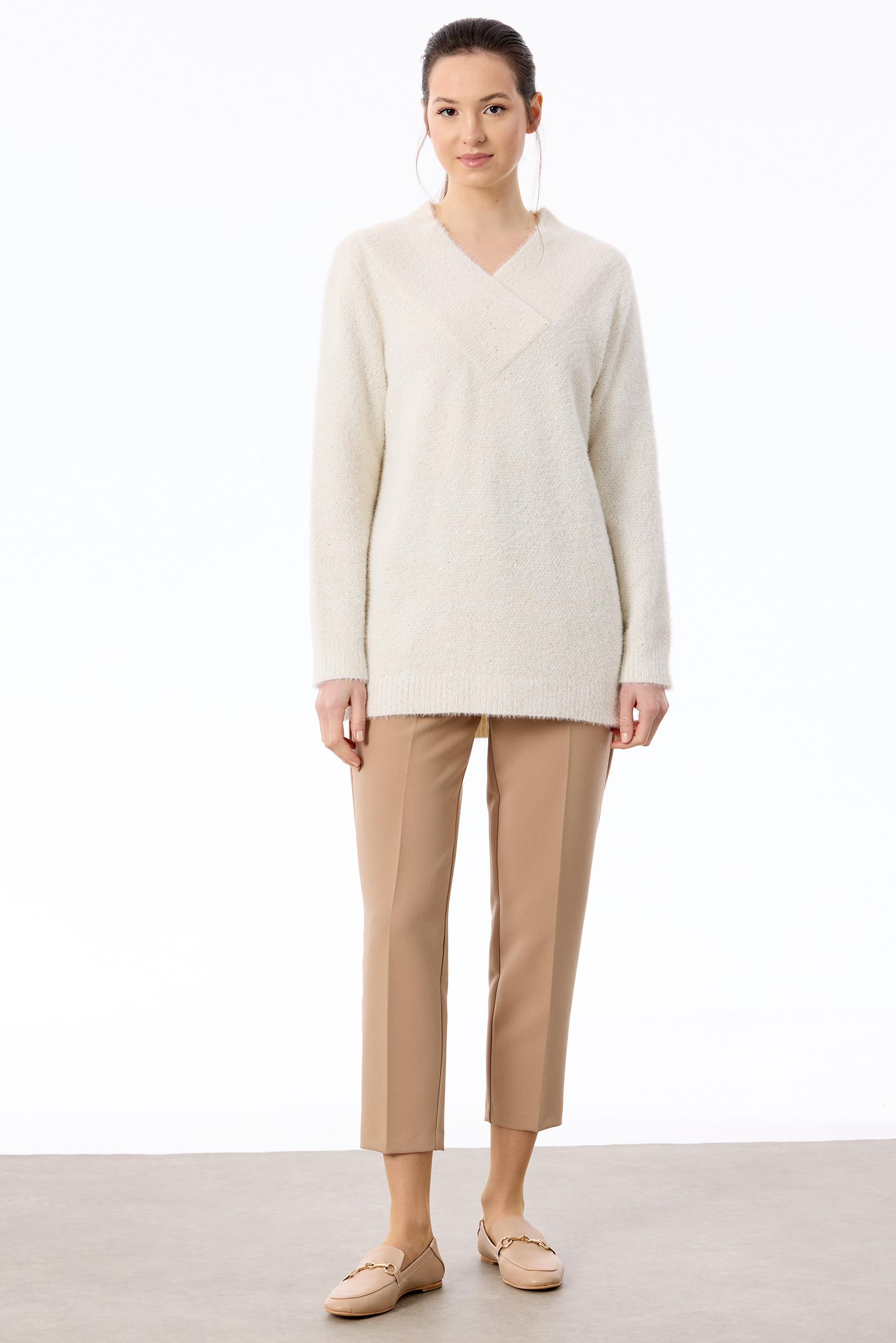 V Yaka Pullu Tunik EKRU