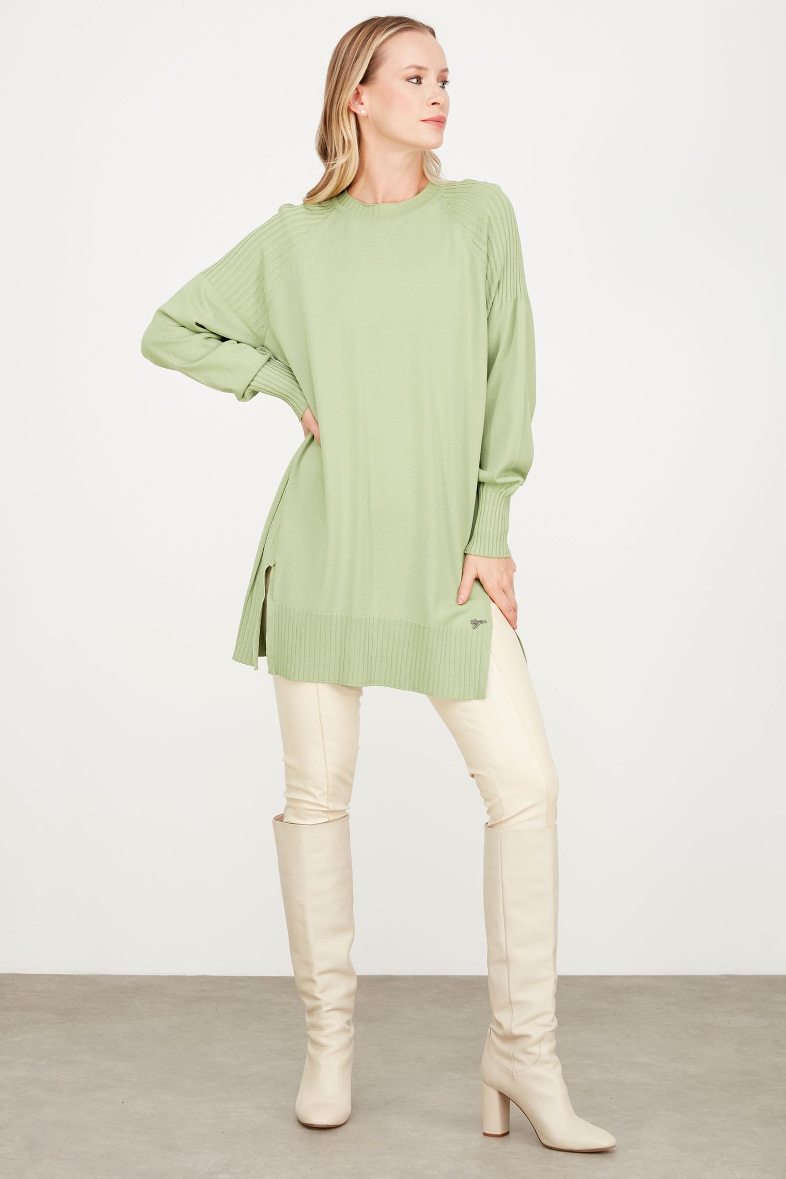 YANLARI YIRTMAÇLI RAYON TUNİK MİNT