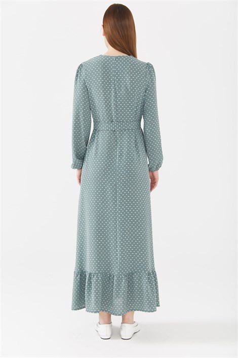 Sitare Etek Altı Fırfırlı Elbise 22YNEWEL2047- Mint